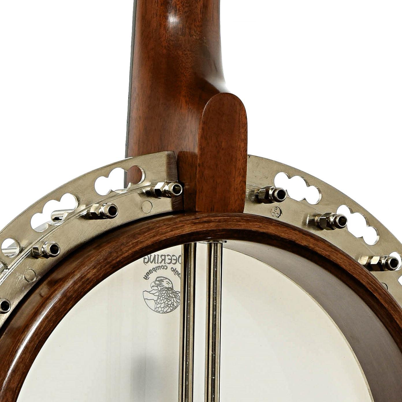 Neck joint and flange of Deering Sierra Mahogany Resonator Banjo