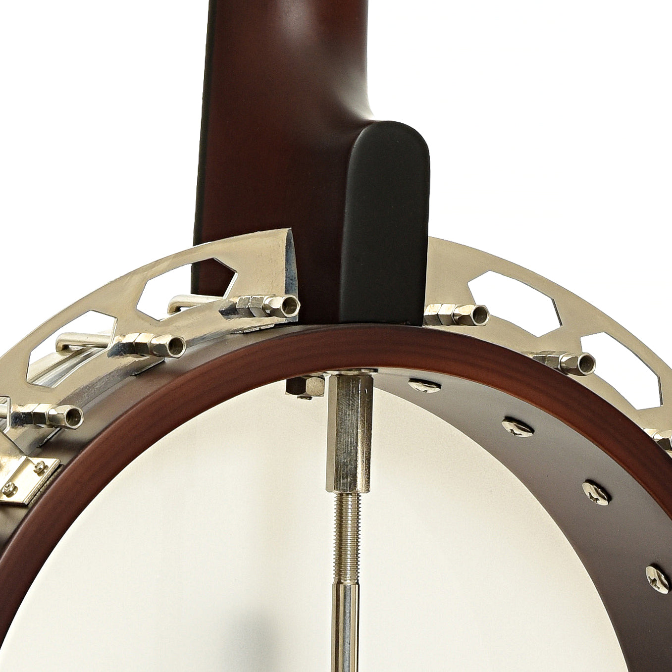 Neck joint and flange of Recording King RKH-05 Dirty 30s Resonator Banjo
