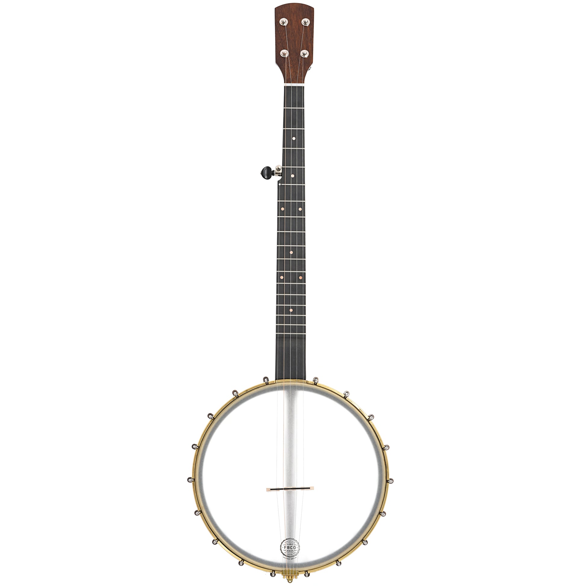 Full front of Pisgah Banjo Co. 12" Woodchuck Openback Banjo