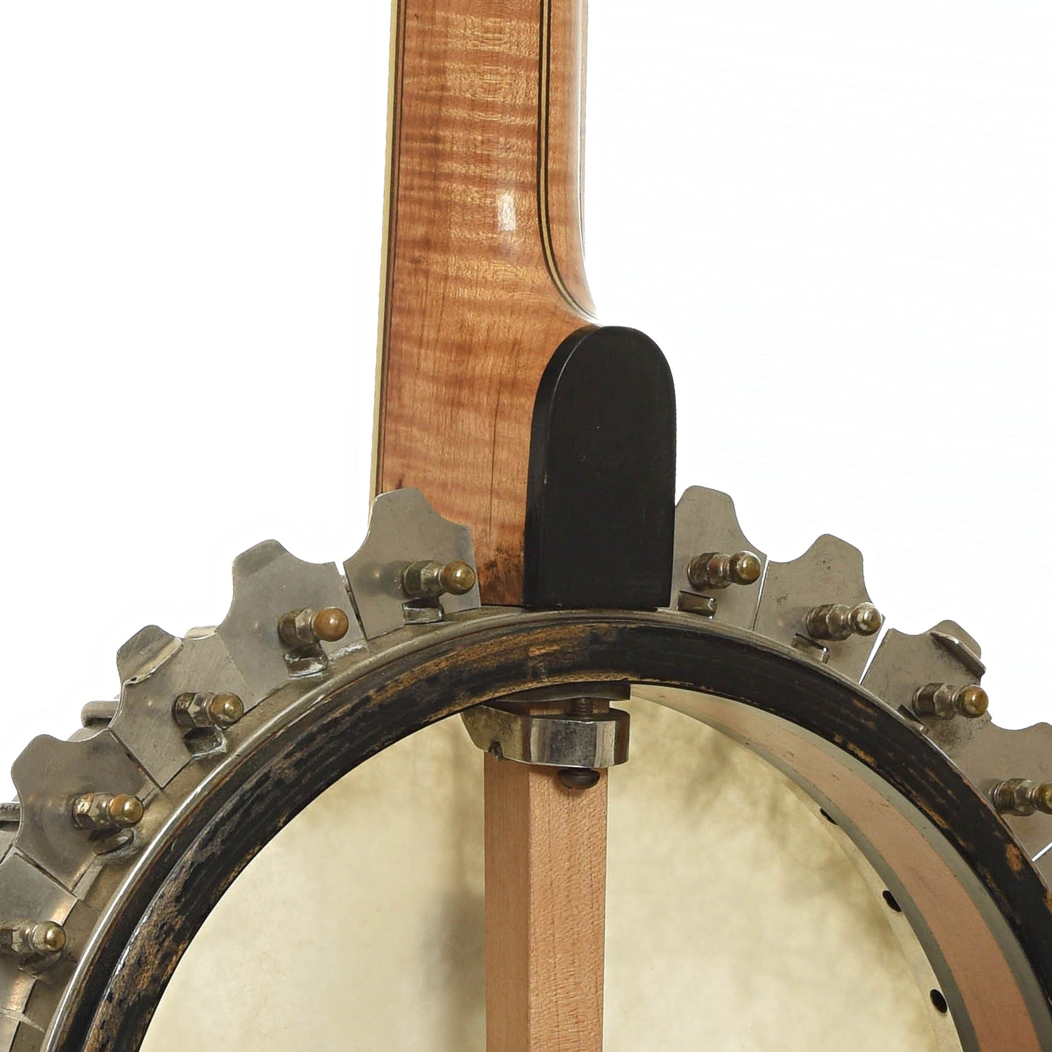Neck joint of Vega Tubaphone Conversion Banjo