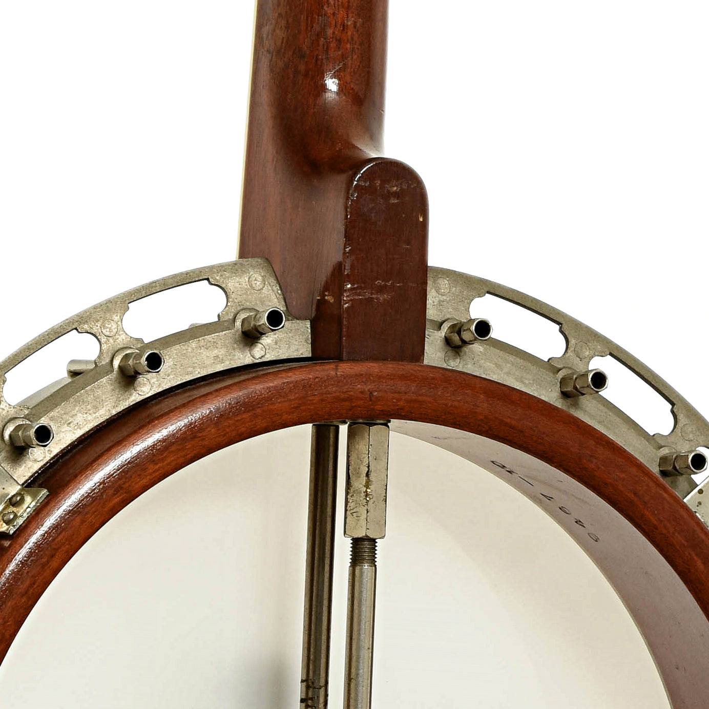 Rear neck joint and flange of Gibson PB-3 Flathead Plectrum Banjo