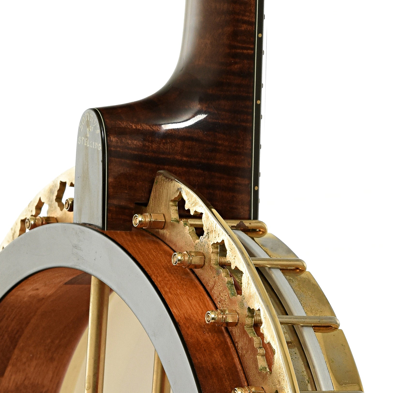 Neck joint of Stelling Sonny Osborne Sonflower Prototype Banjo