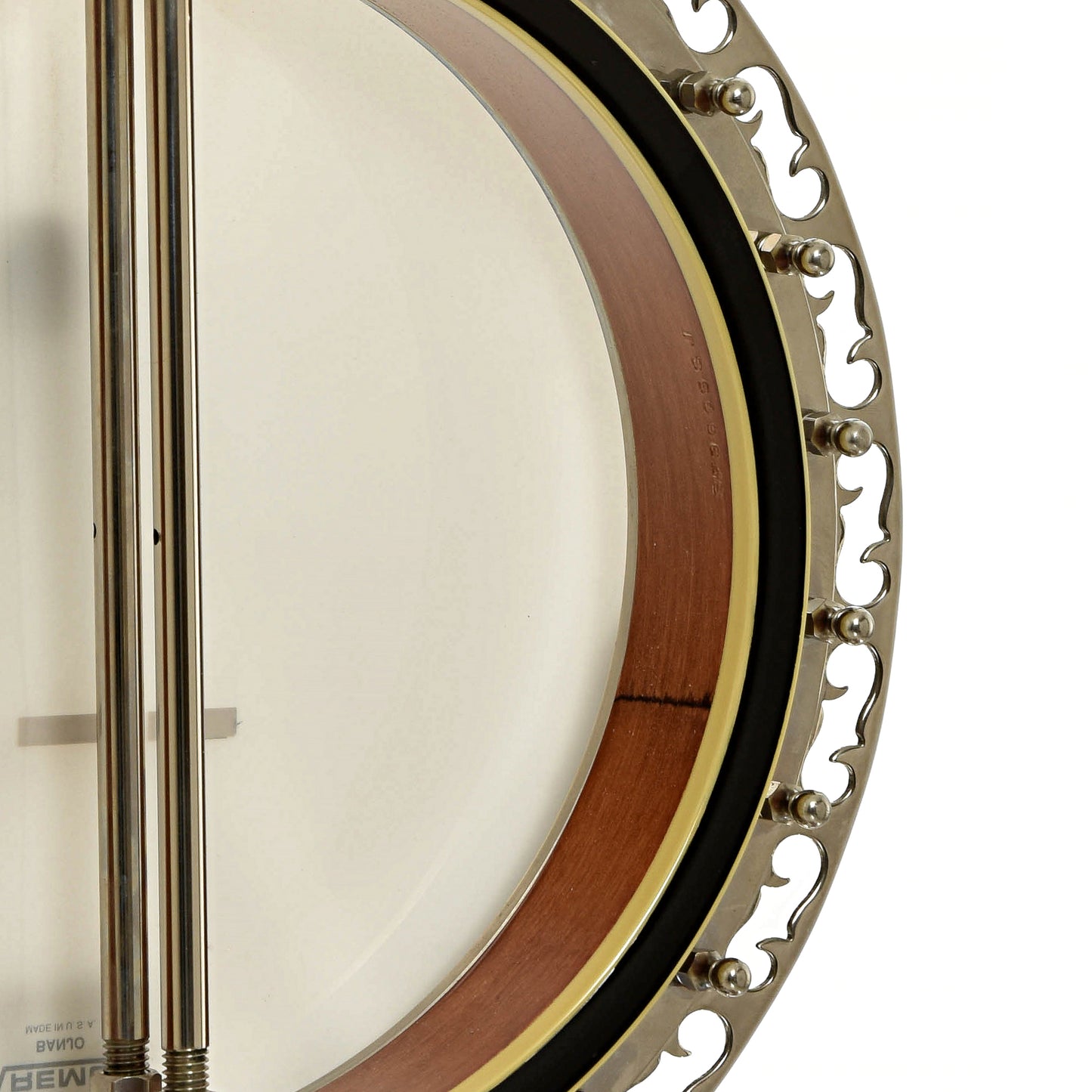 Inside rim of Ome Juggernaut Resonator Banjo