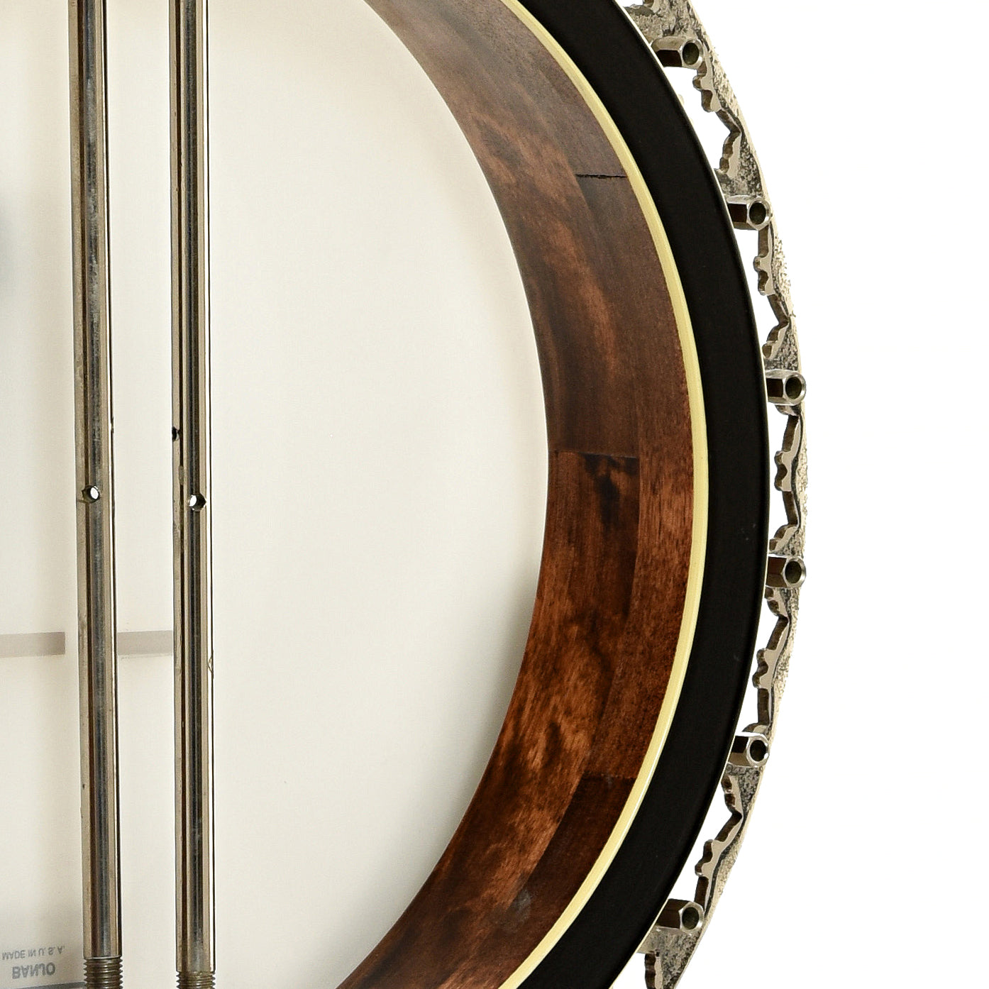 Inside rim of Stelling Golden Cross Walnut Resonator Banjo