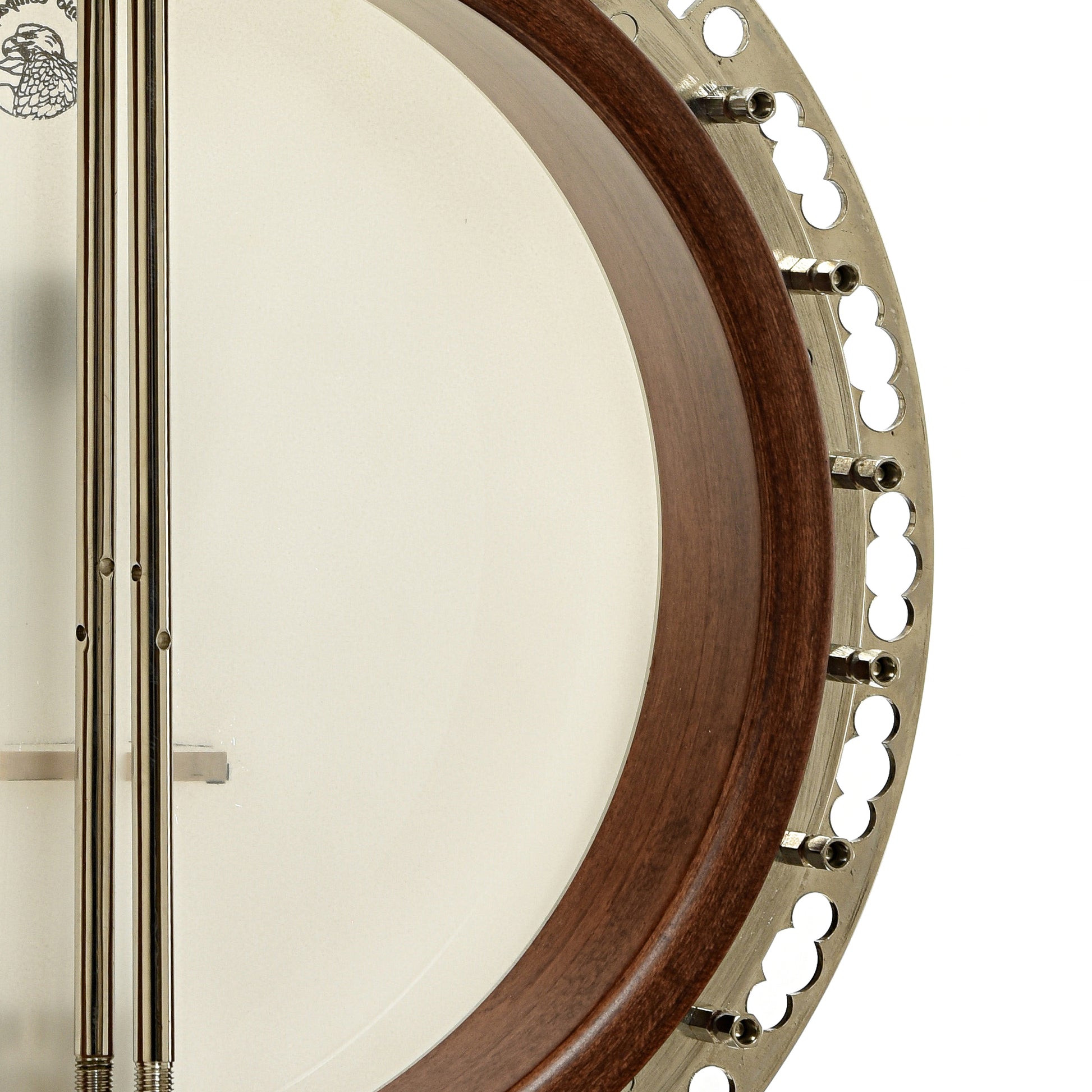 Inside rim of Deering Deluxe Resonator Banjo