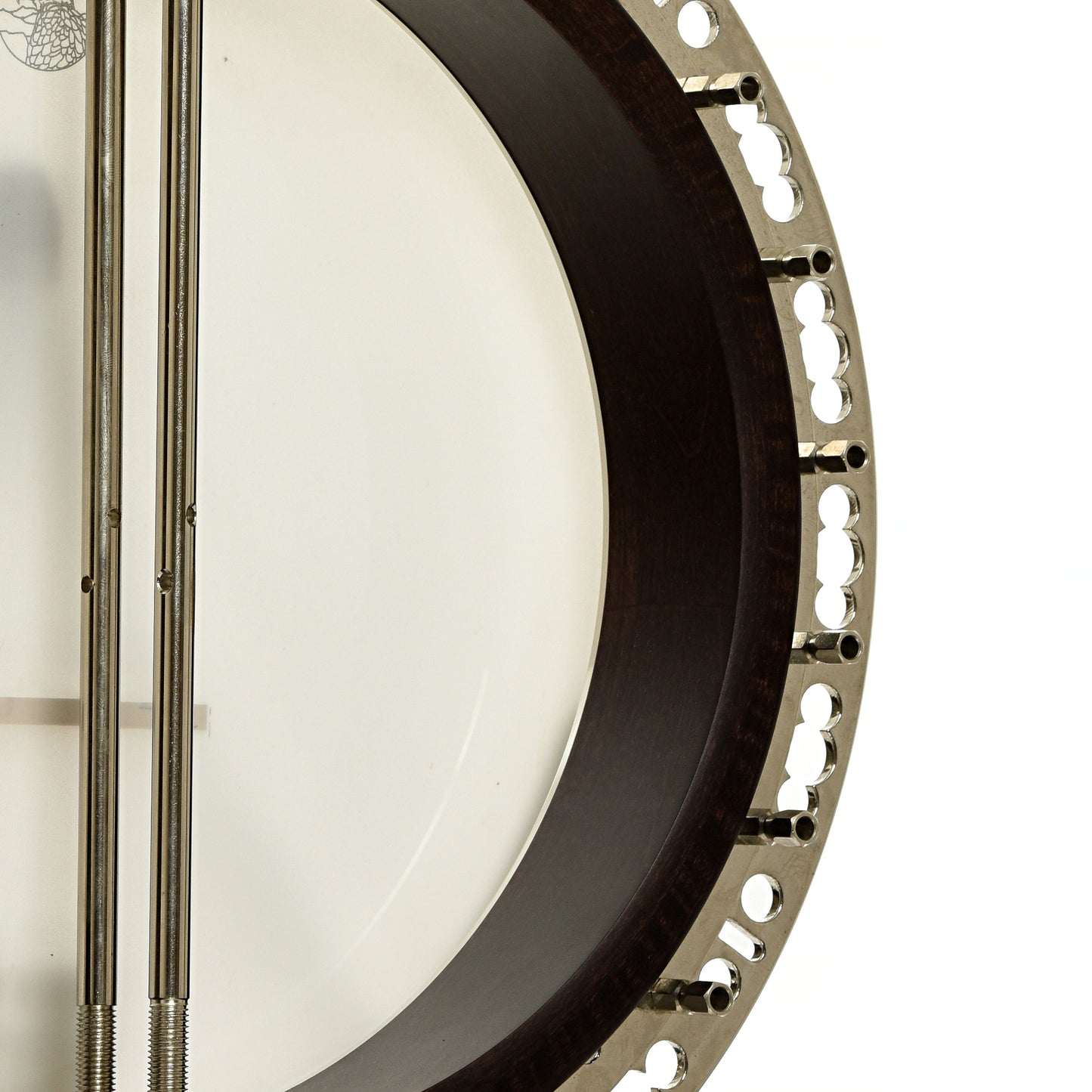 Inside rim of Deering Maple Blossom Resonator Banjo