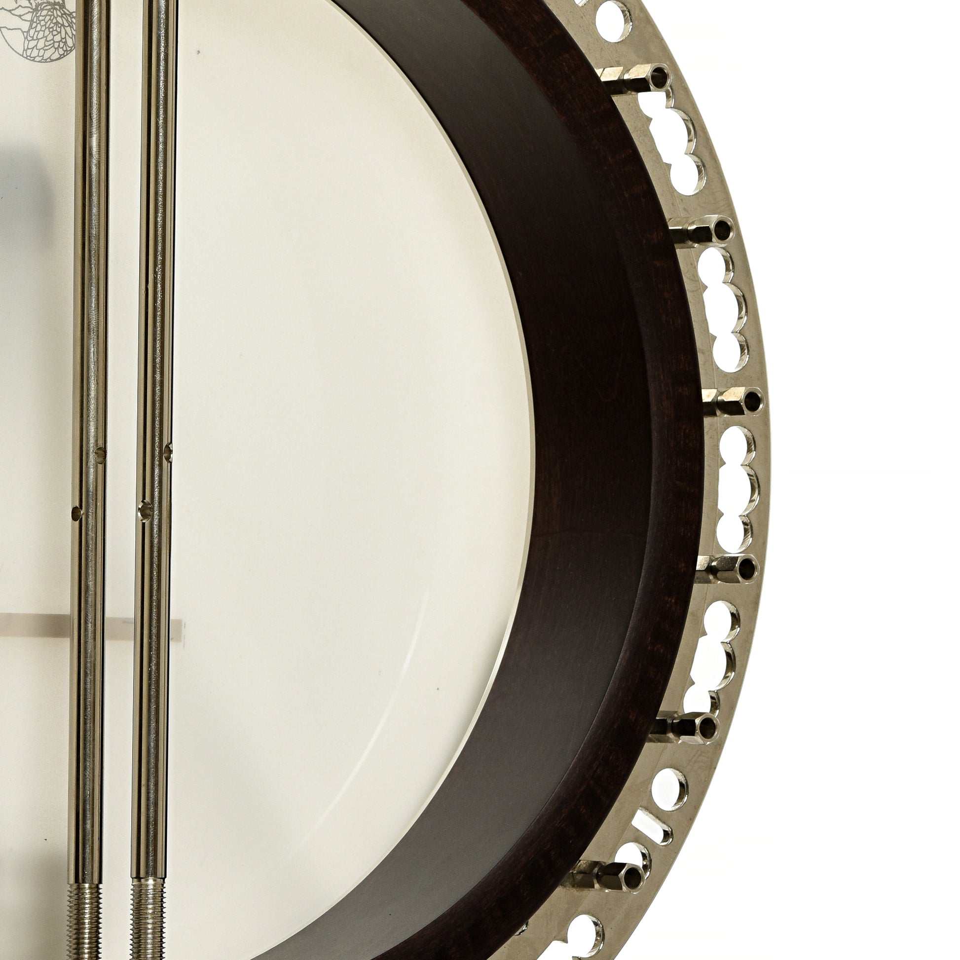 Inside rim of Deering Maple Blossom Resonator Banjo