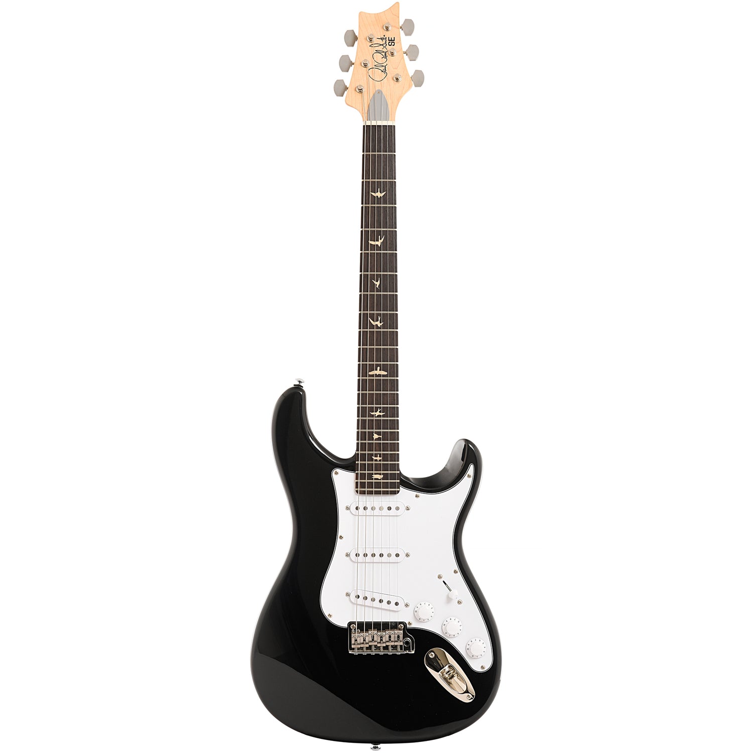 Full front of PRS SE Silver Sky Electric Guitar, Piano Black