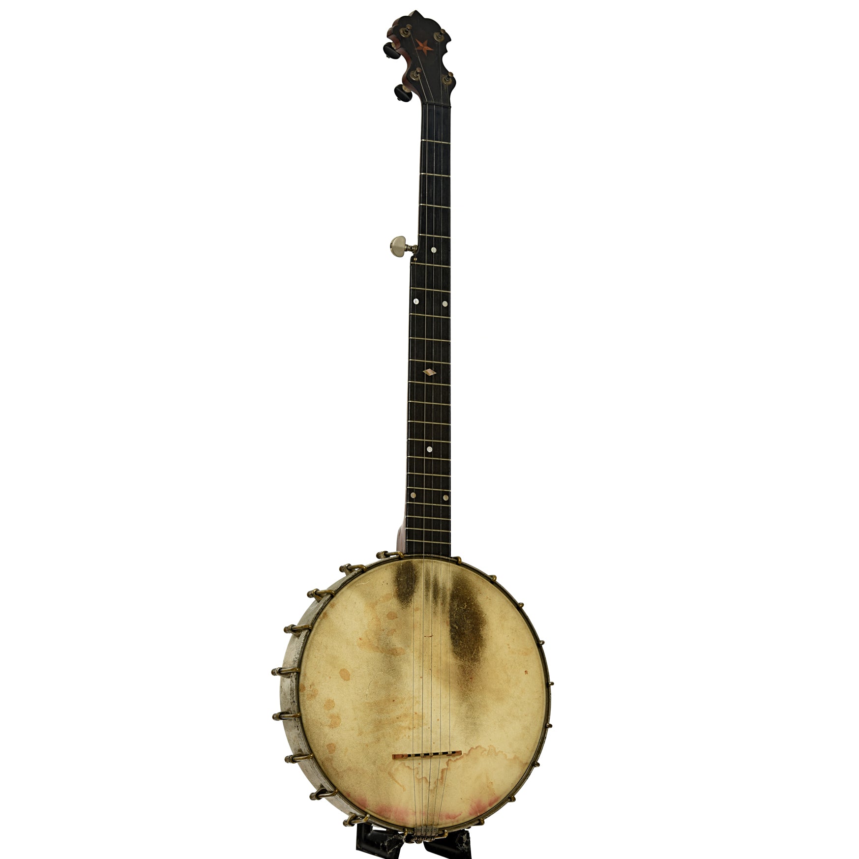 Full front and side of S.S. Stewart Openback Banjo