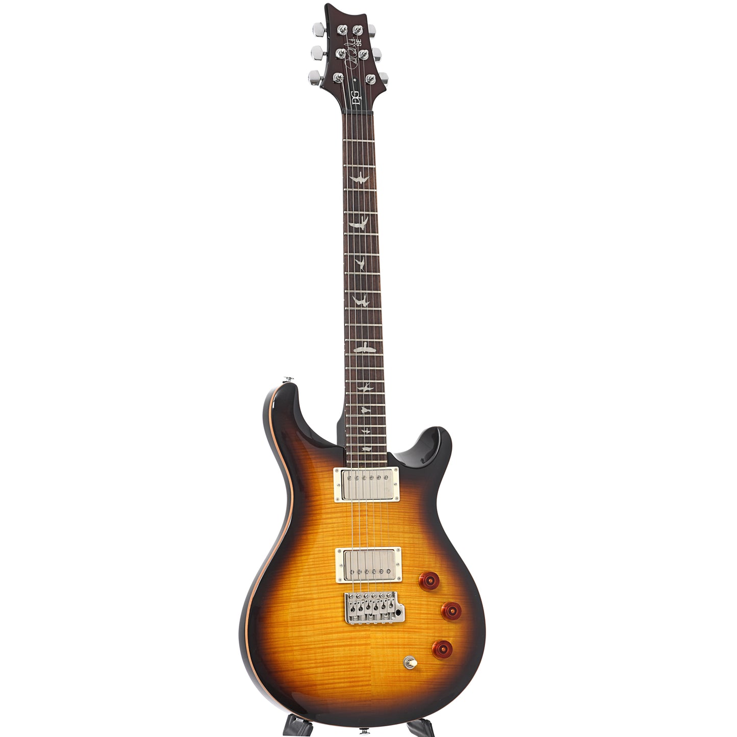 Full front and side of PRS SE DGT, McCarty Tobacco Sunburst