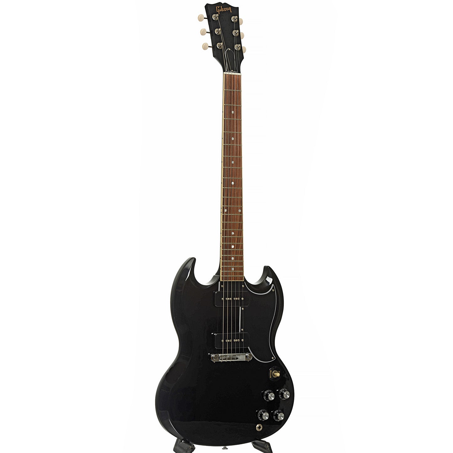 Full front and side of Gibson SG Special Electric Guitar & Case, Ebony