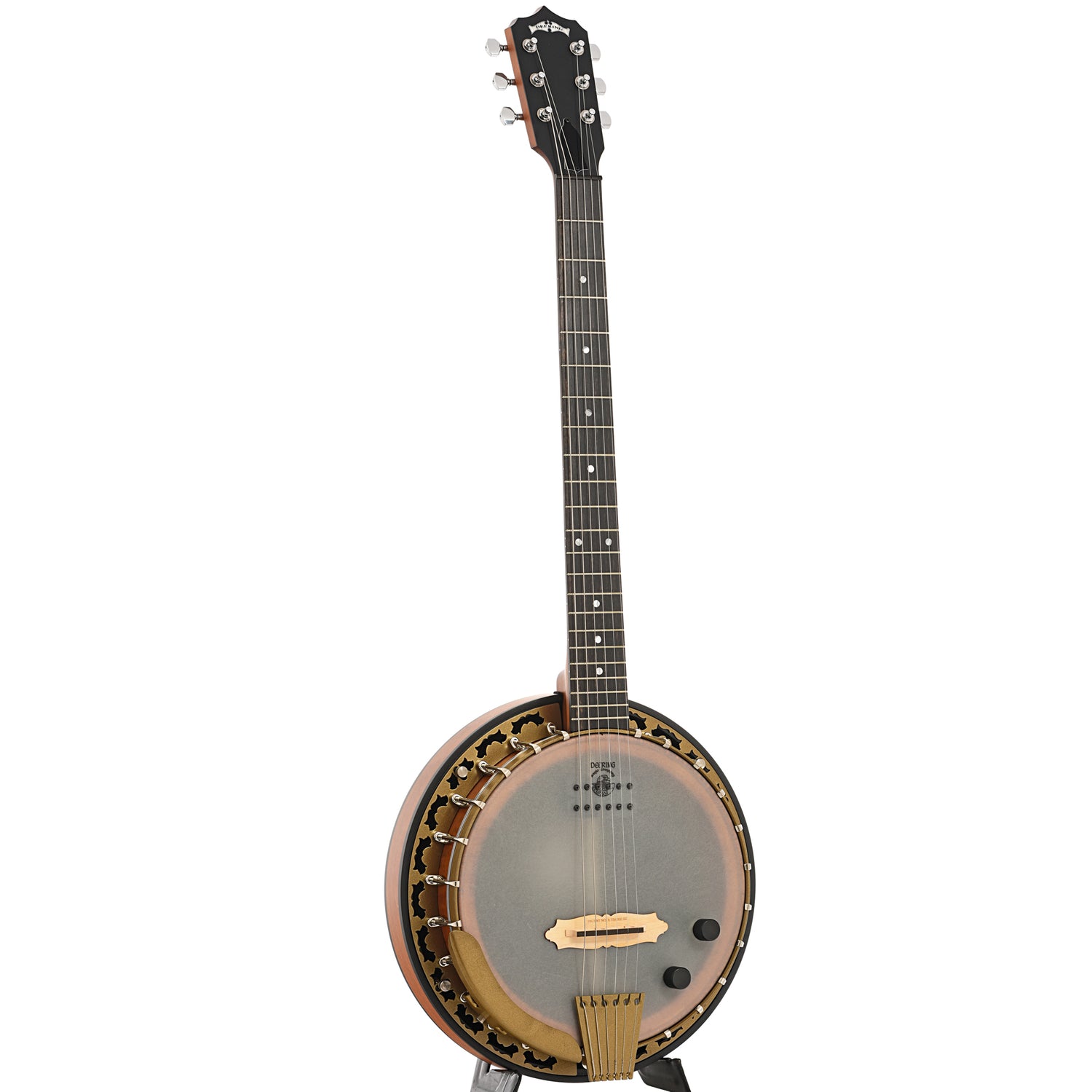 Full front and side of Deering Phoenix 6-String Acoustic-Electric Banjo 