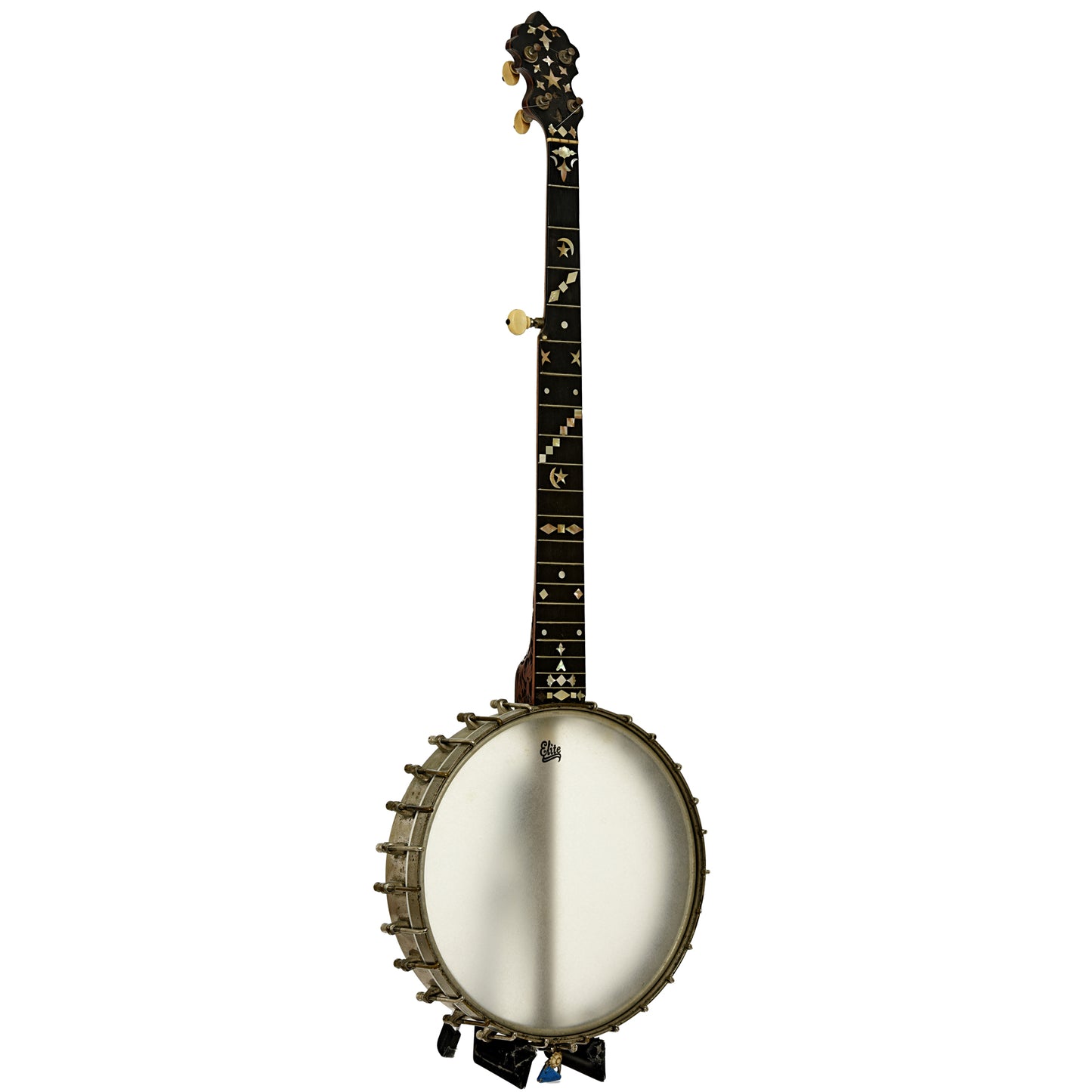 Full front and side of S.S. Stewart Universal Favorite No. 2 + Openback Banjo