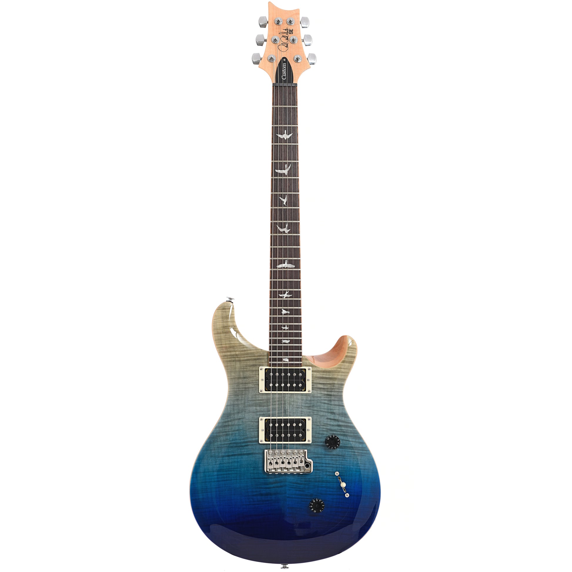 Full front of PRS SE Limited Edition Custom 24 Electric Guitar, Blue Fade