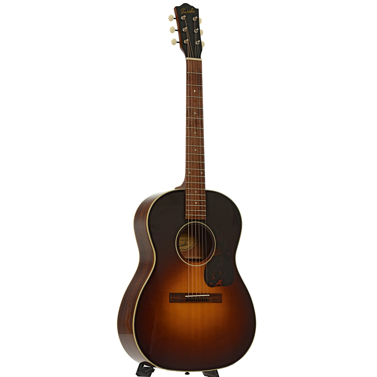 Full front and side of Farida Holiday Pack, 00-Size Acoustic Guitar