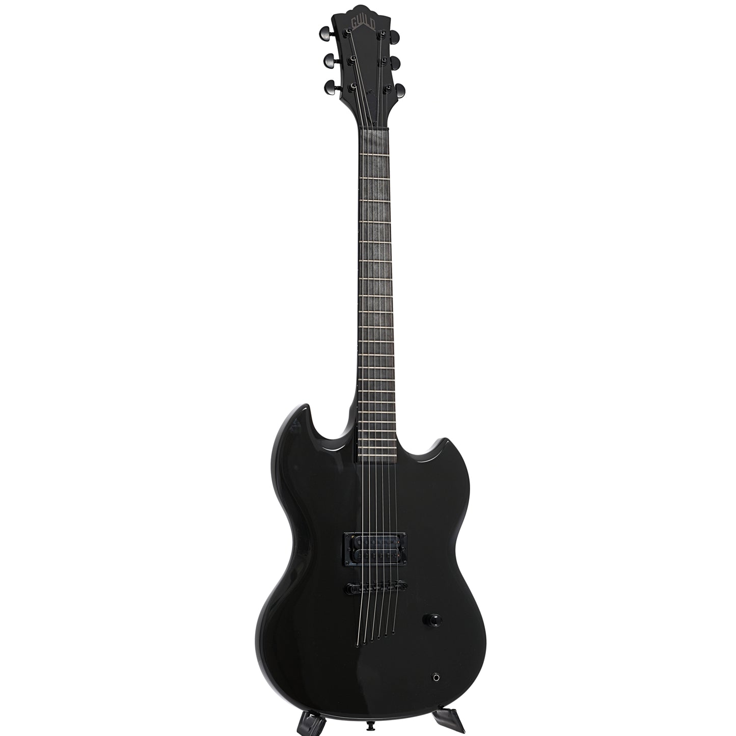 Full front and side of Guild Polara Night Edition Electric Guitar, Tungsten