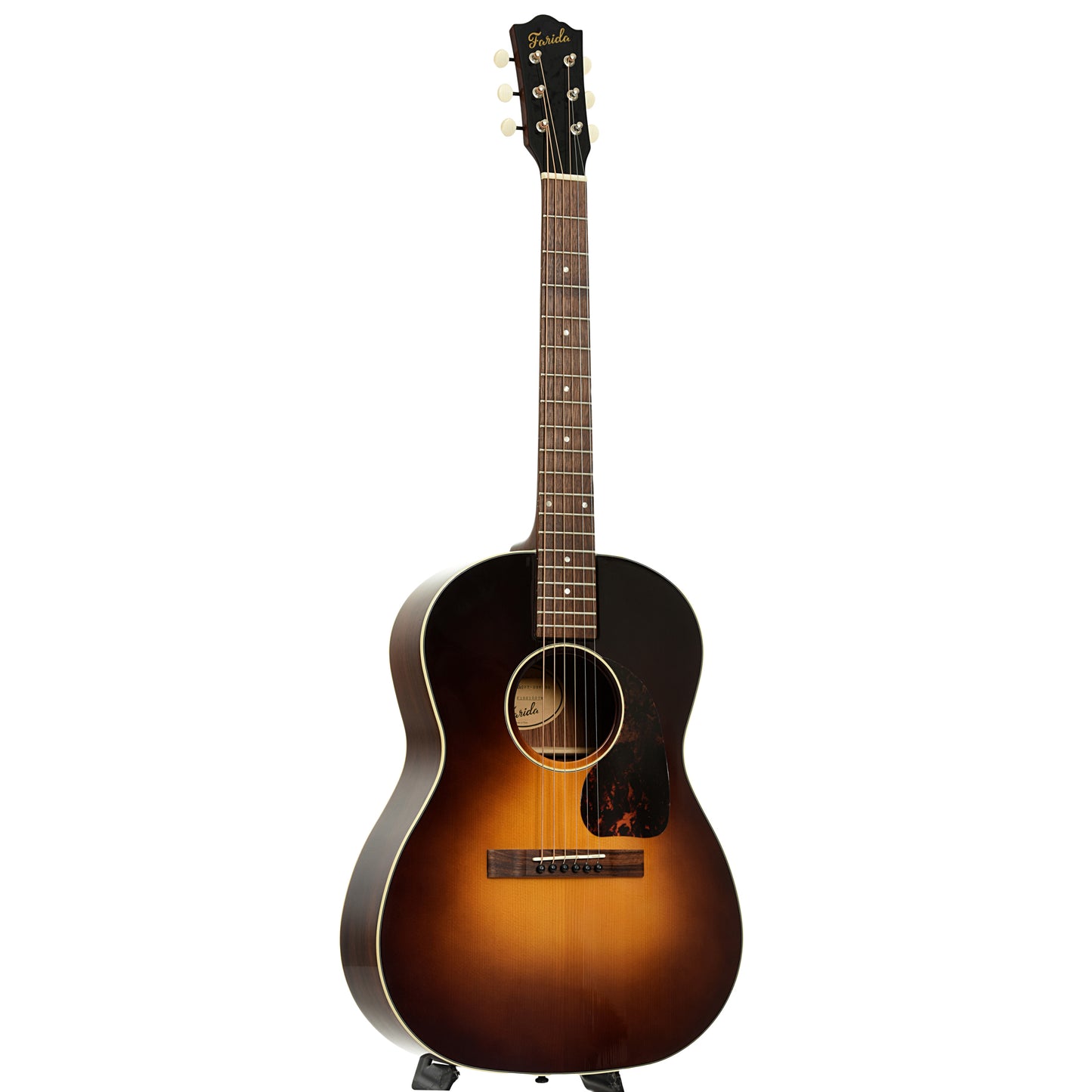 Full front and side of Farida Old Town Series OT-23 Wide VBS Acoustic Guitar