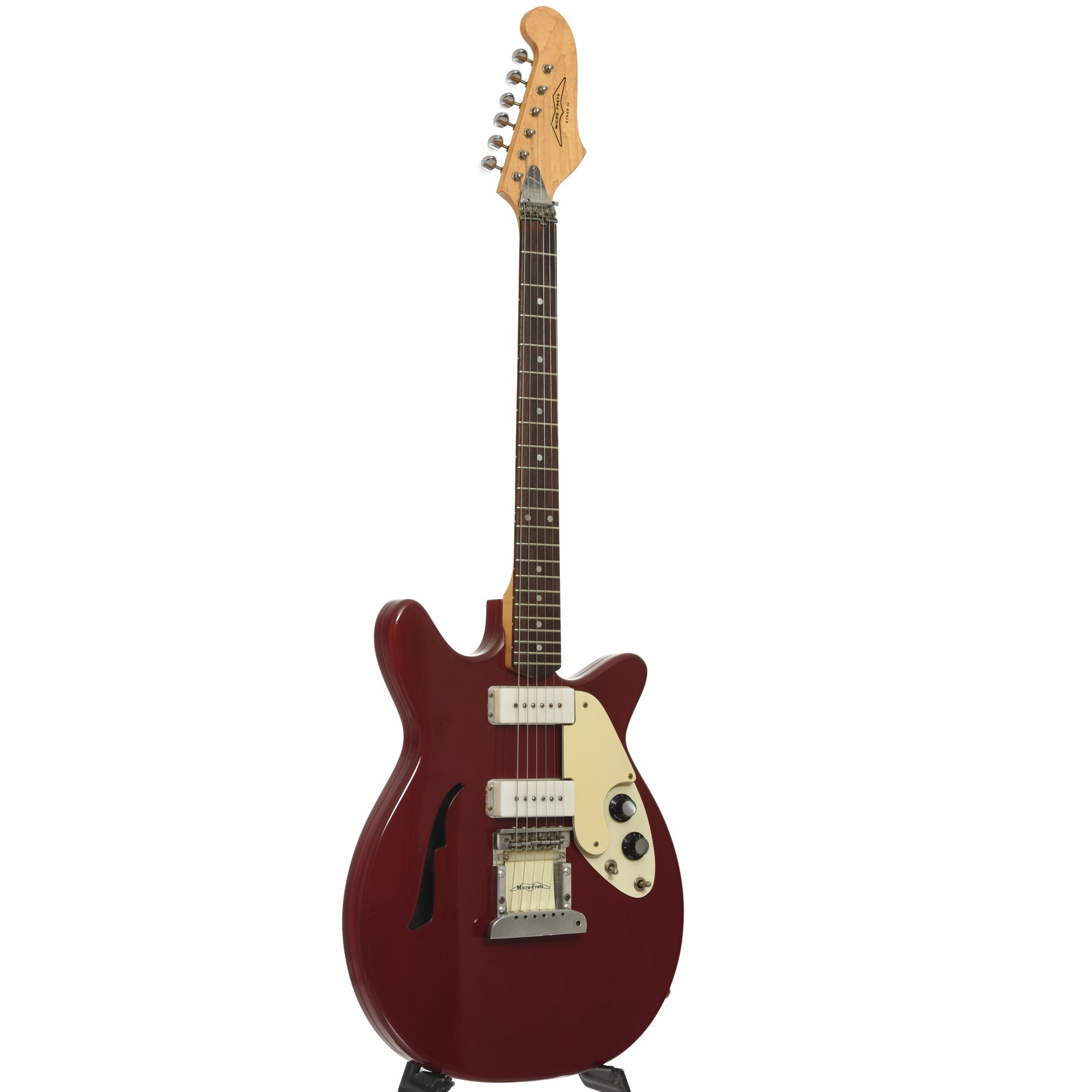 Full front and side of Microfrets Stage II Electric Guitar 
