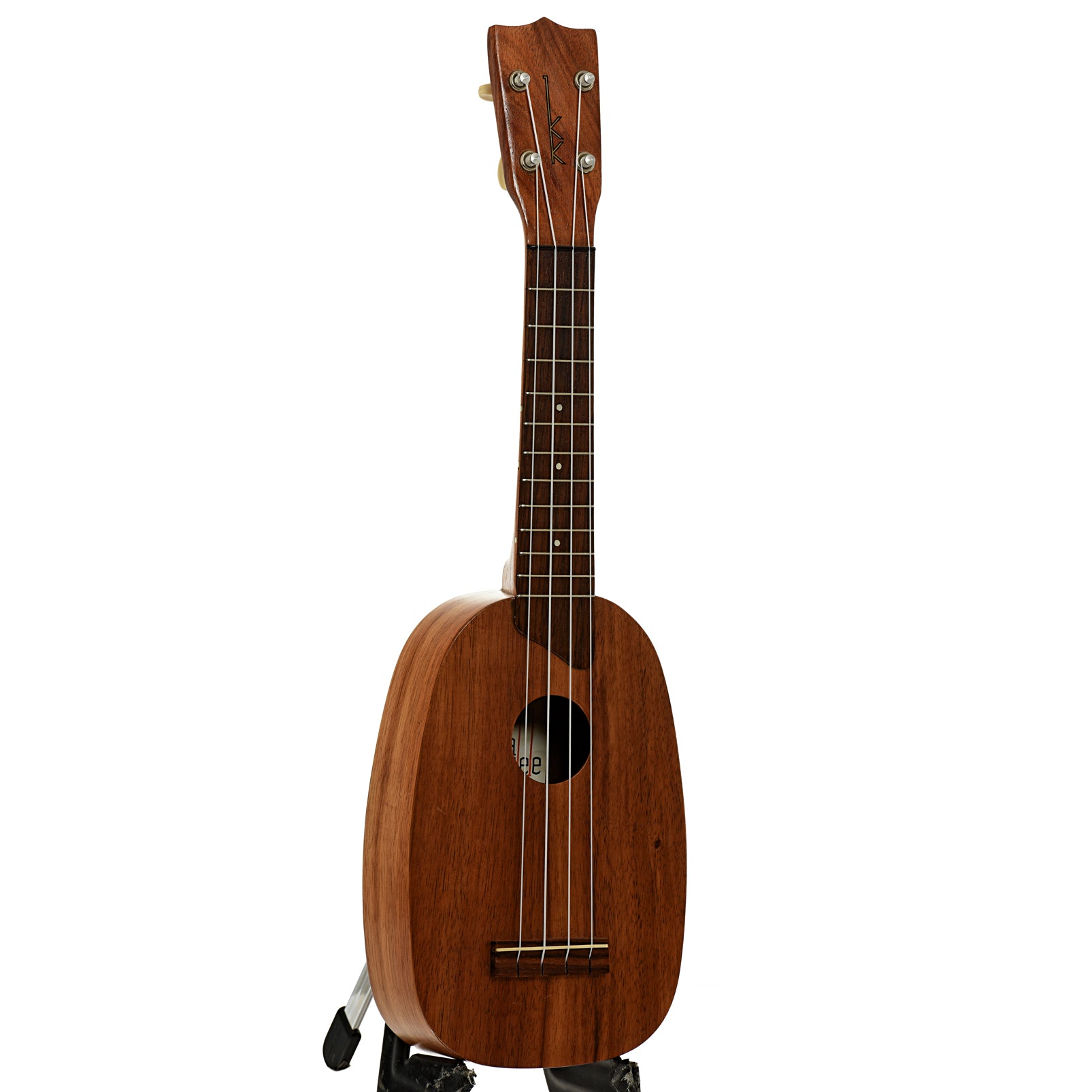 Full front and side of Kamaka HP-1 Pineapple Soprano Ukulele