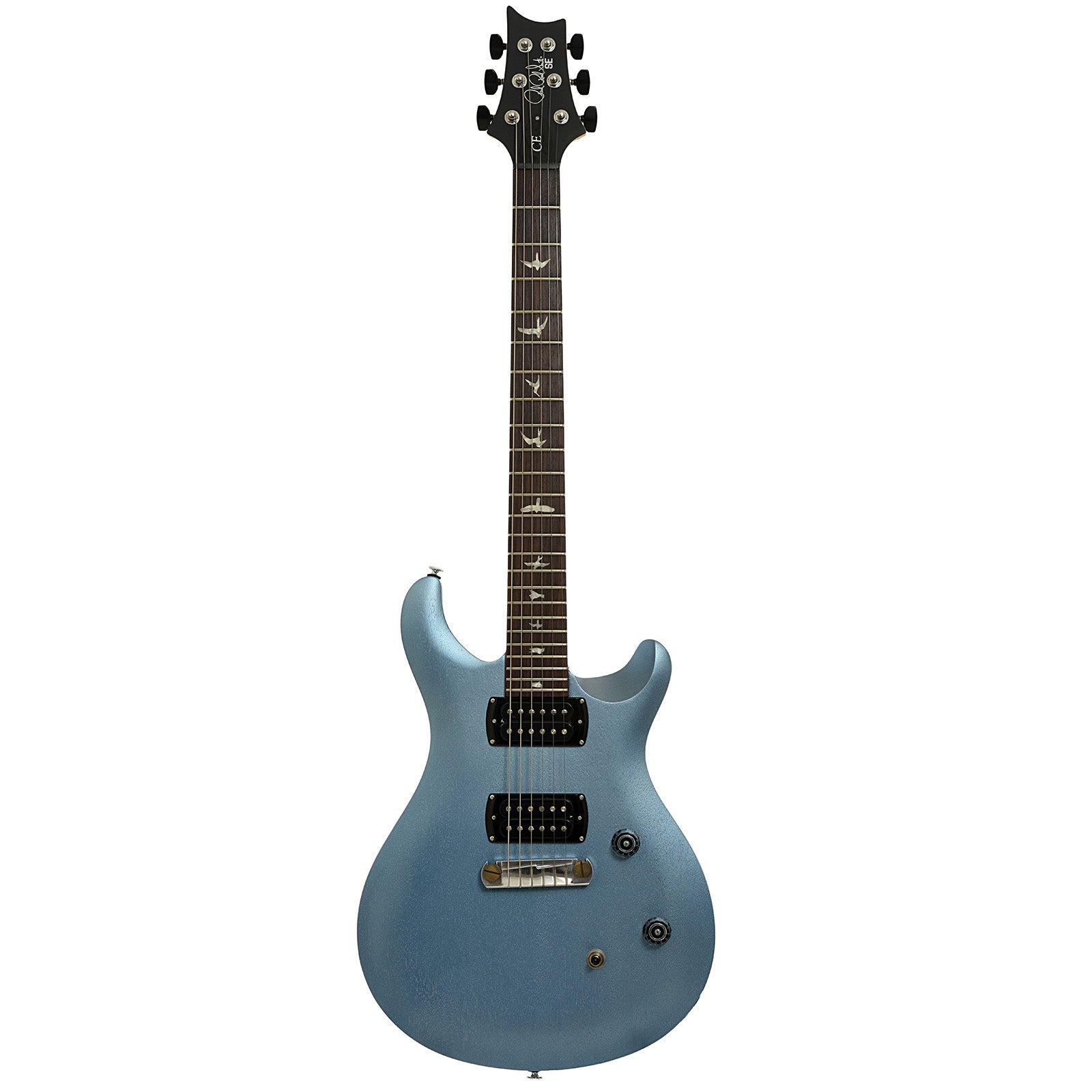 Full front of PRS SE CE 24 Standard Satin Stoptail Ice Blue Metallic Electric Guitar