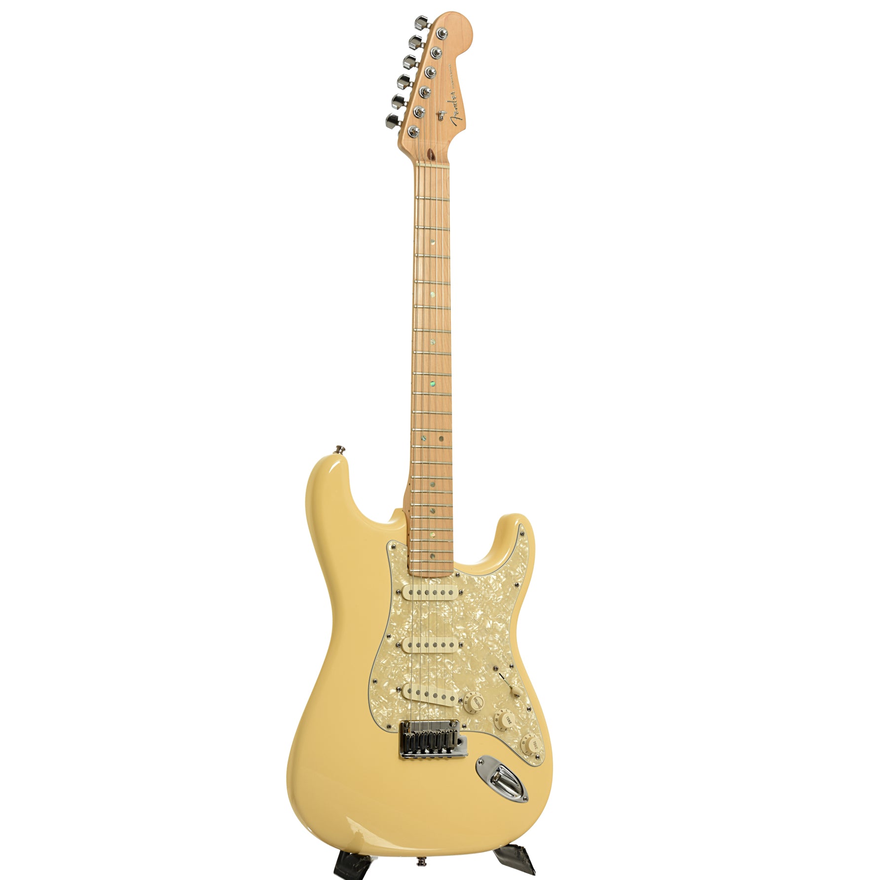 Full front and side of Fender American Deluxe Stratocaster Electric Guitar 