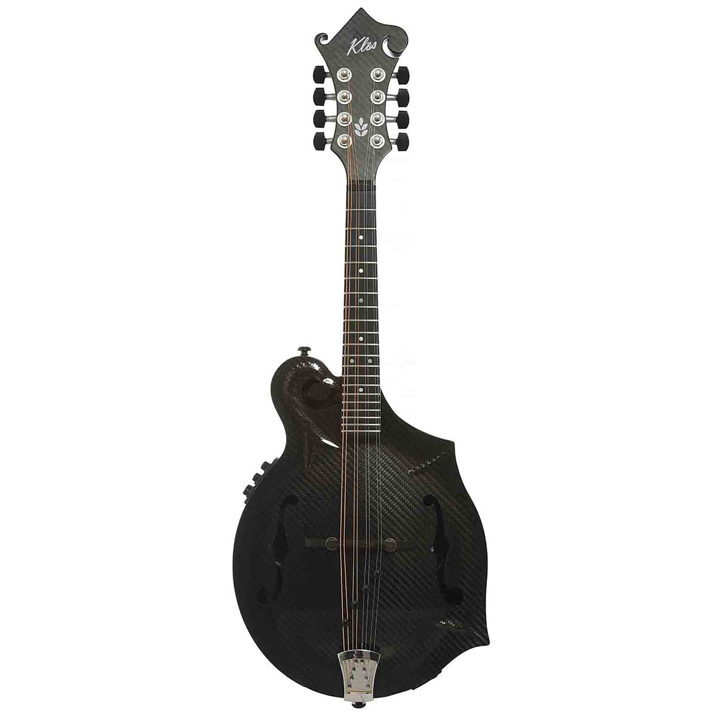 Full Front of KLOS Carbon Fiber F-Style Mandolin with Active EQ