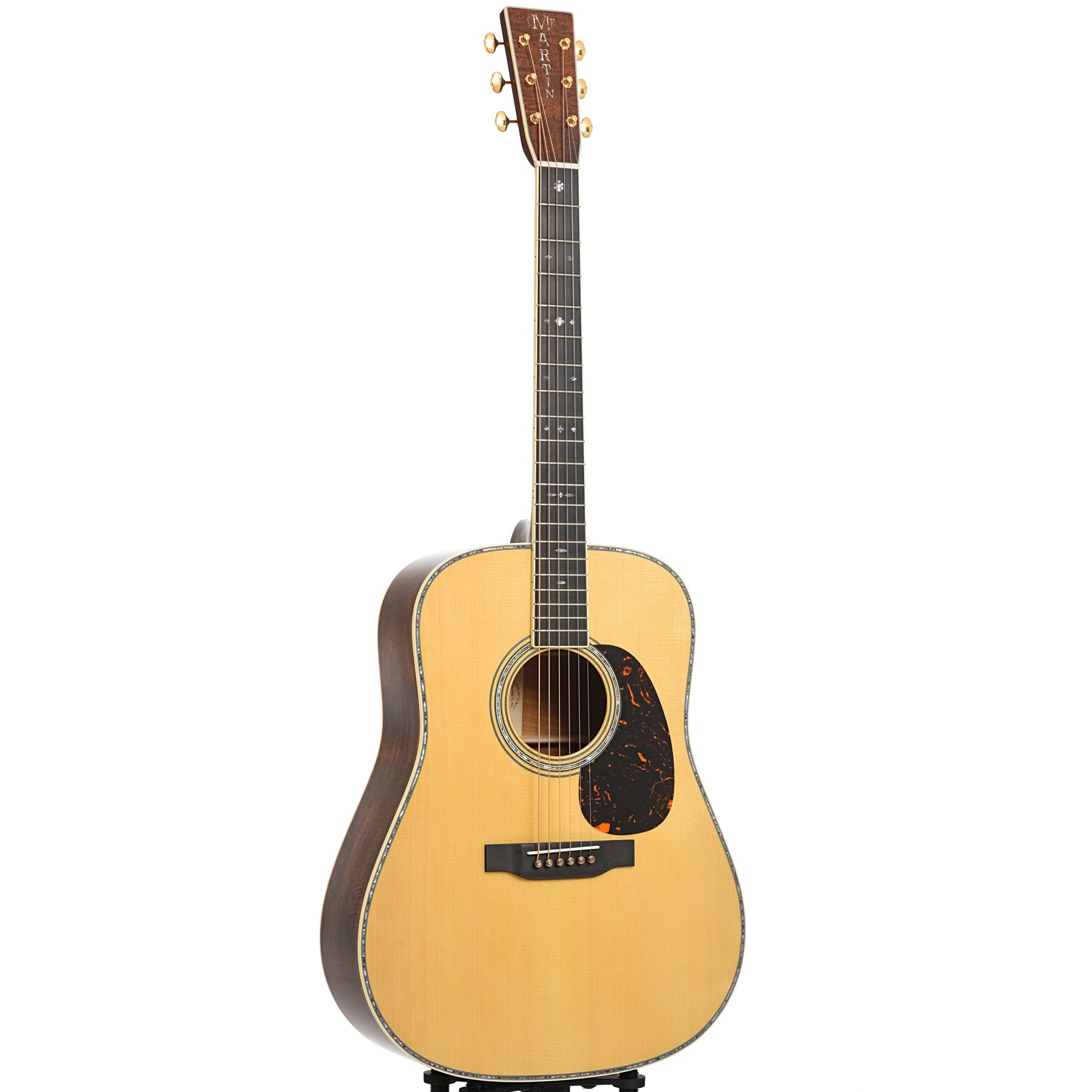 Full Front and side of Martin Custom 41-Style Dreadnought Guitar & Case, Flame Mahogany & Adirondack Spruce