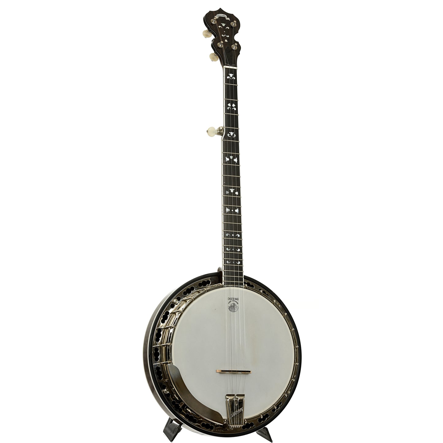 Full front and side of Deering Maple Blossom Resonator Banjo