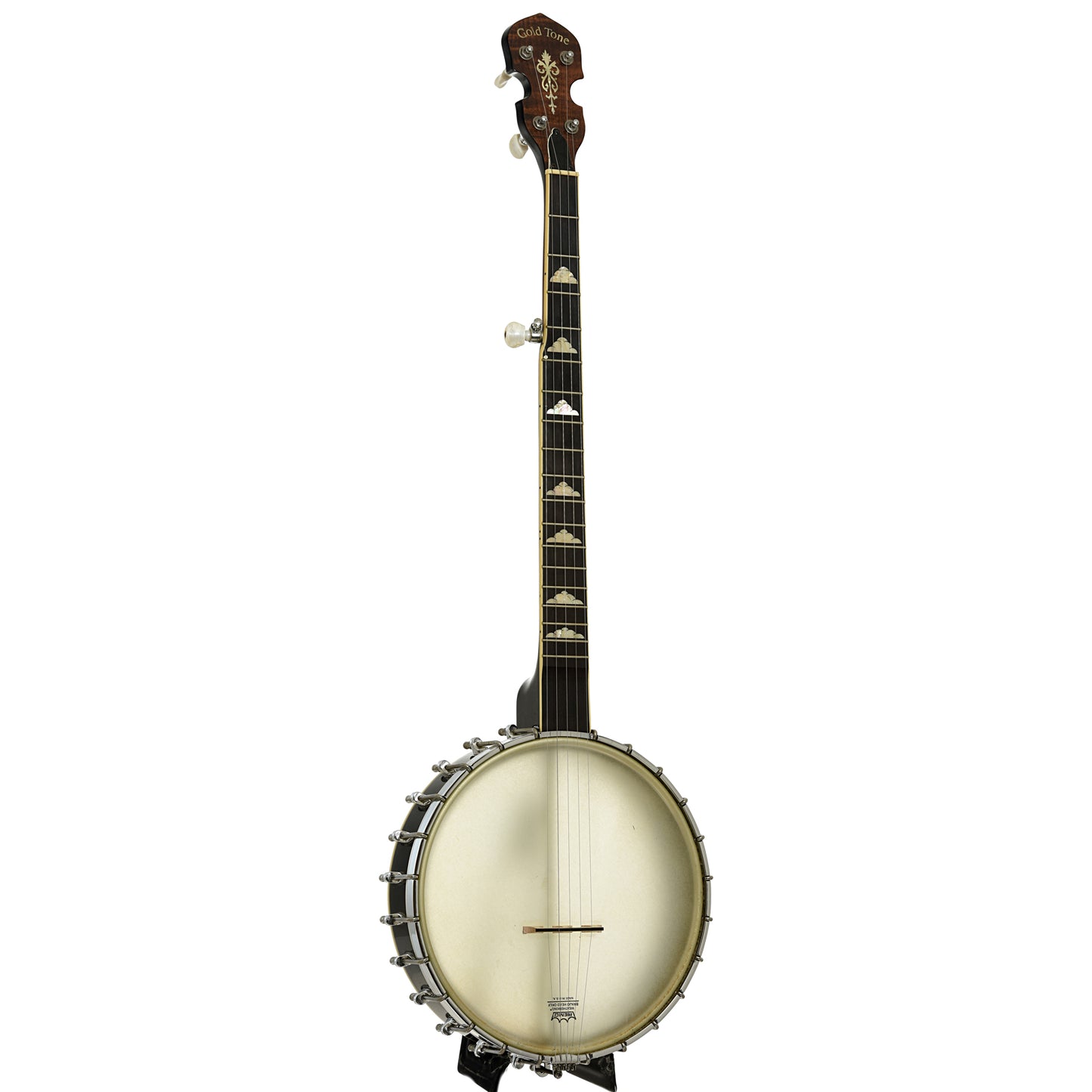 Full front and side of Gold Tone WL-250 Whyte Laydie Open Back Banjo