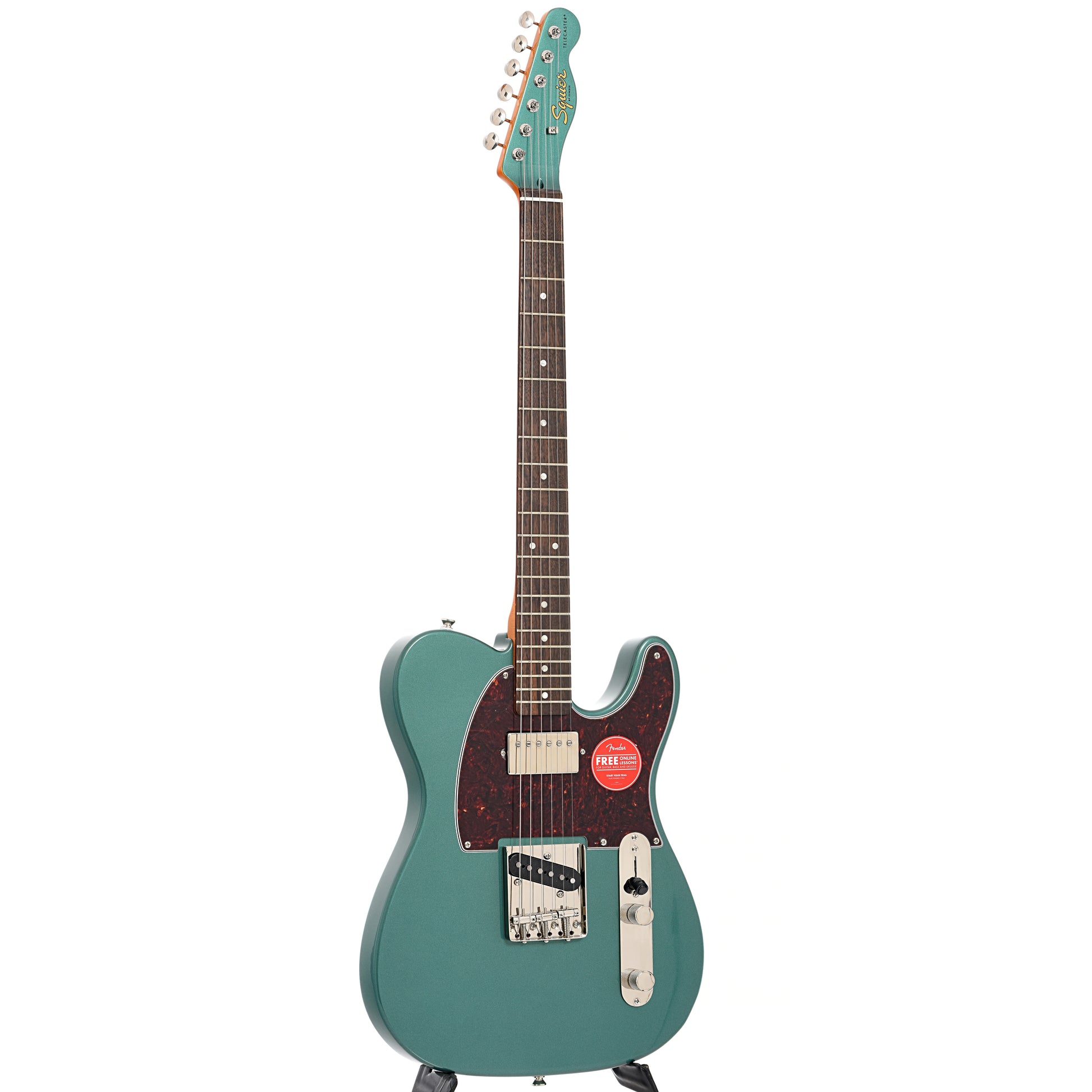 Full front and side of Squier Limited Edition Classic Vibe '60s Telecaster SH, Sherwood Green