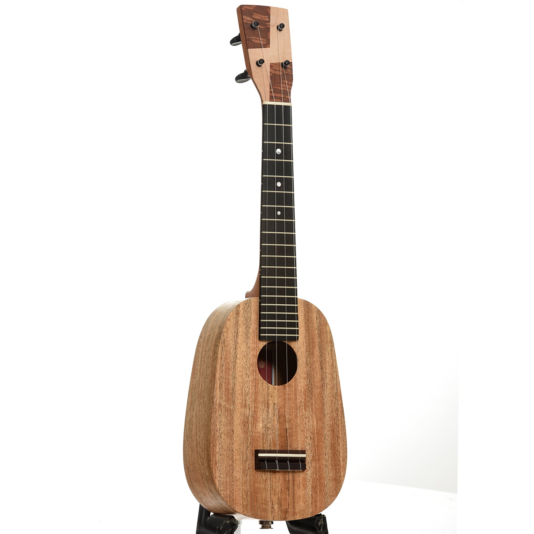 Full front and side of Mya-Moe Pineapple Acacia? Concert Ukulele 