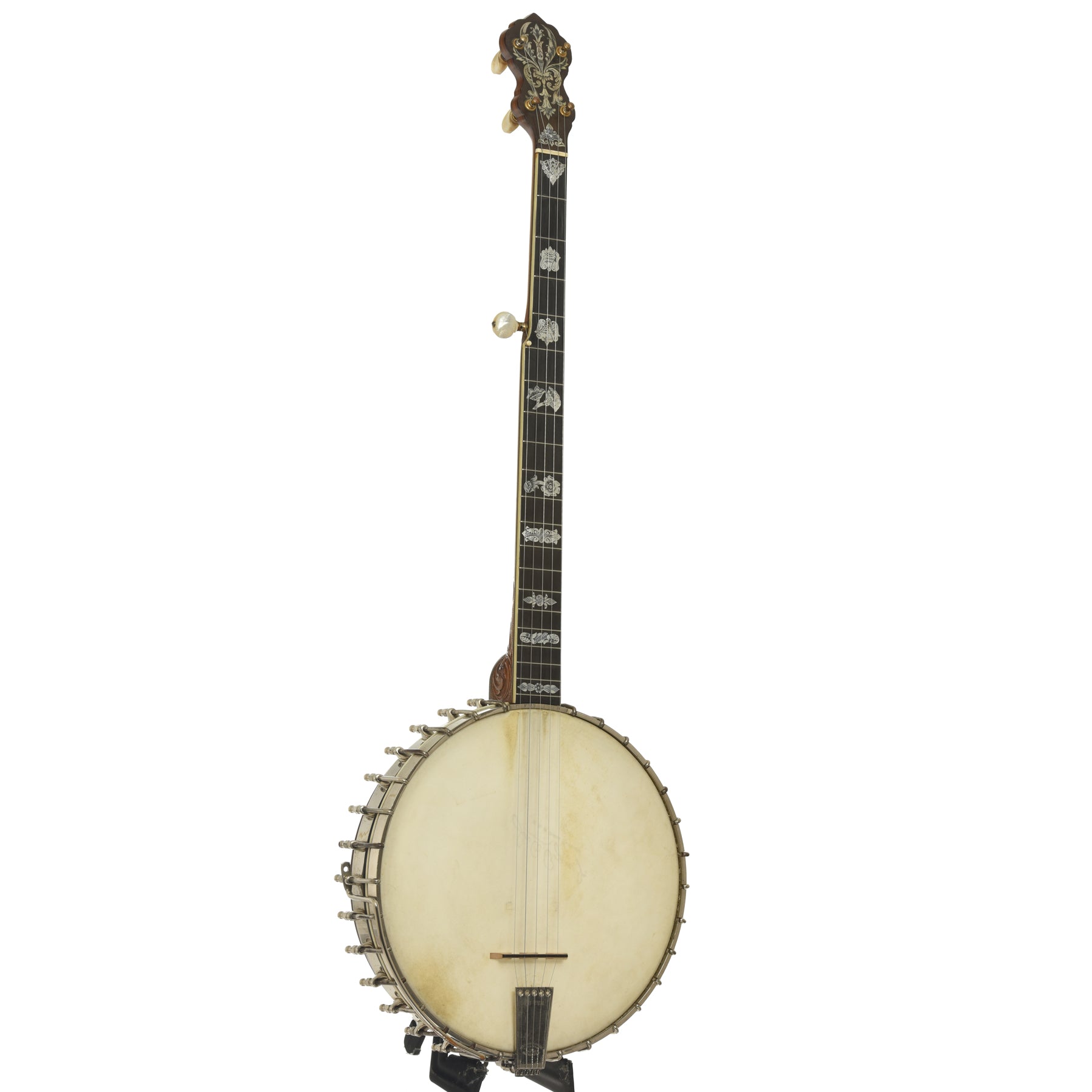 Full front and side of Vega Tubaphone No.9 Openback Banjo