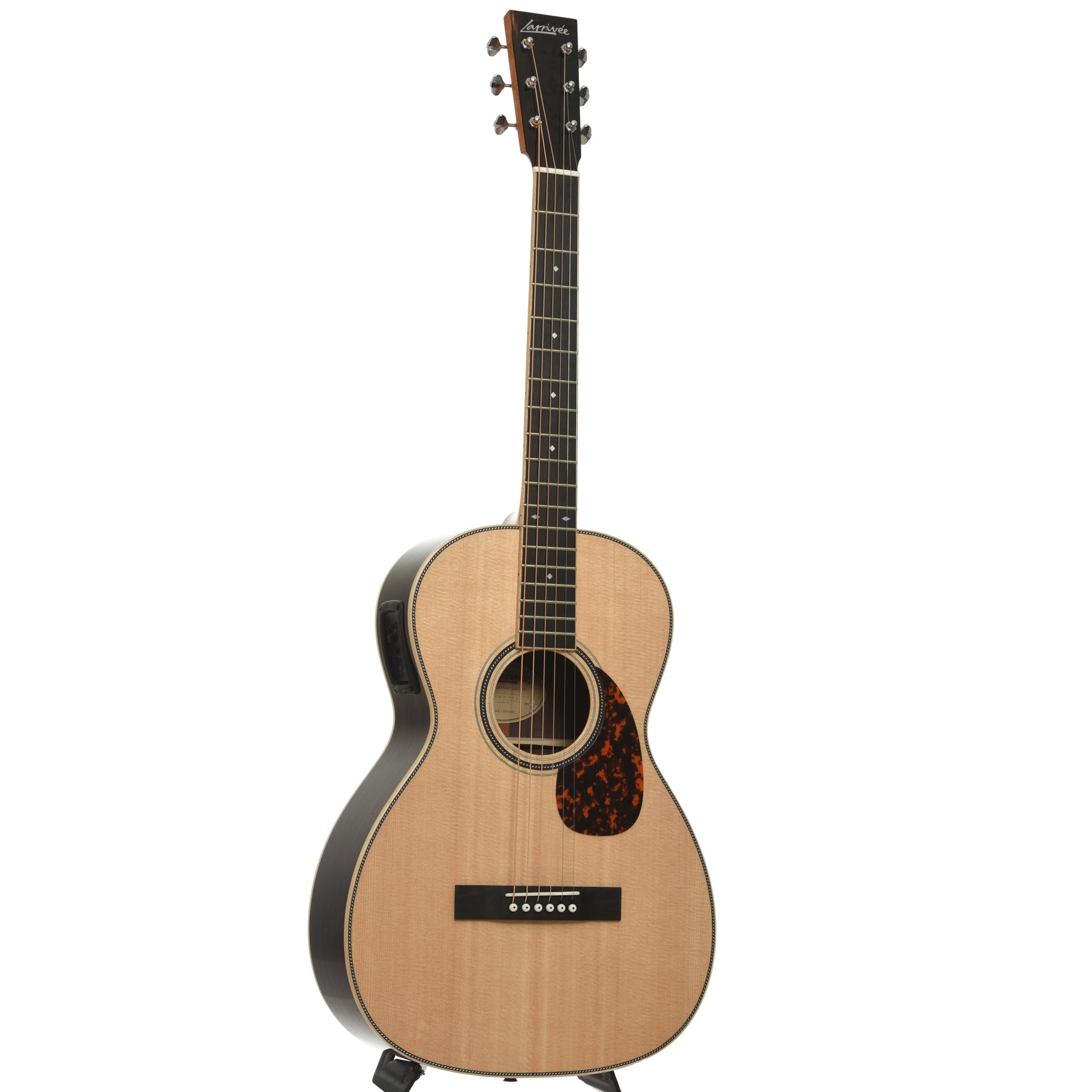 Full front and side of Larrivee 00-44RE Legacy Series Acoustic-Electric Guitar