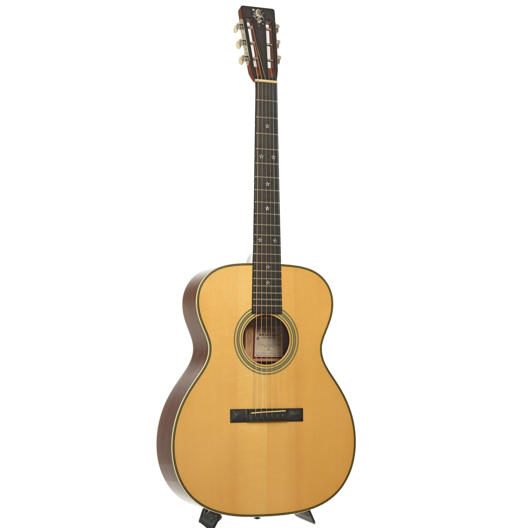 Full front and side of Martin OMM John Renbourn Model Acoustic Guitar