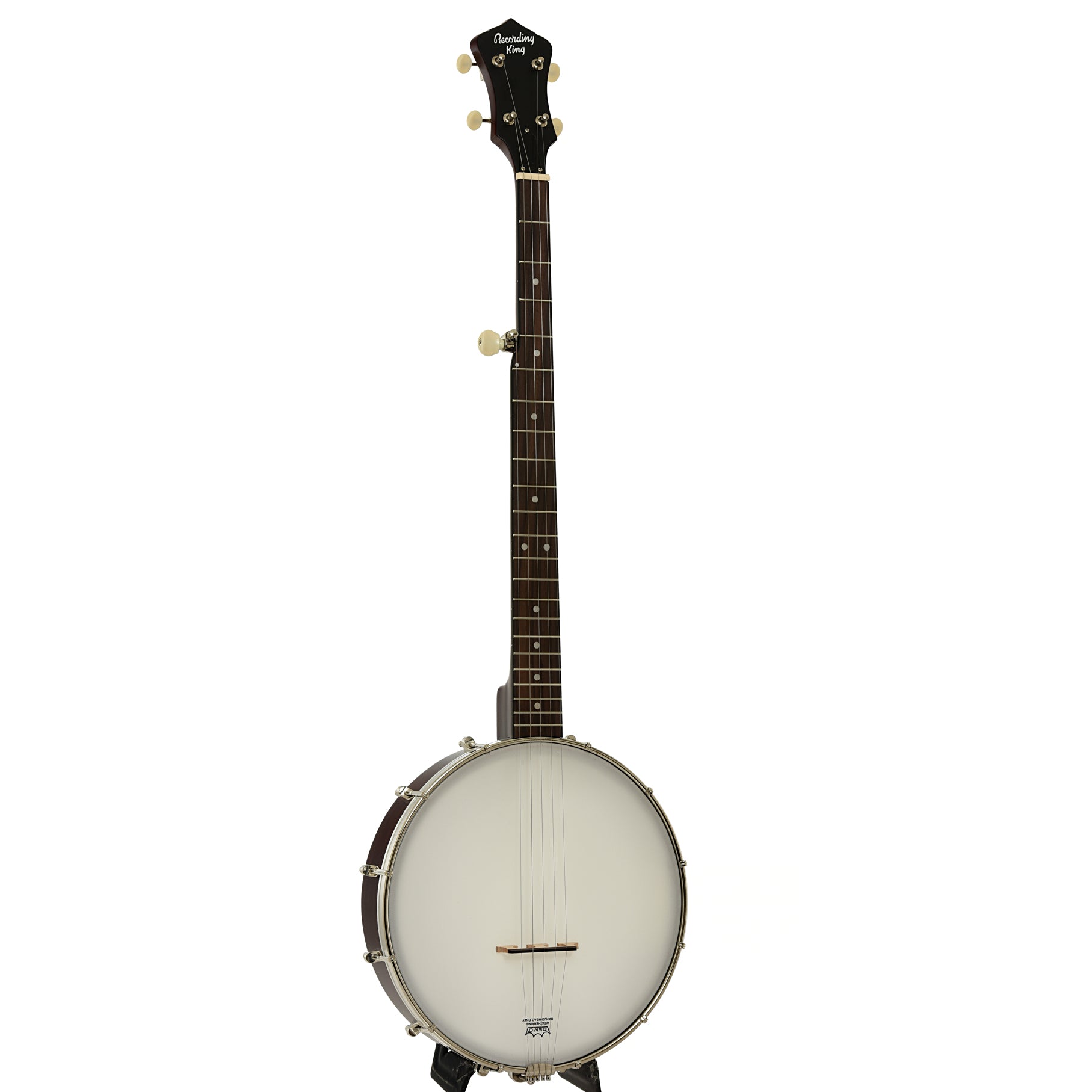 Full front and side of Recording King RKO-3S Open Back Banjo