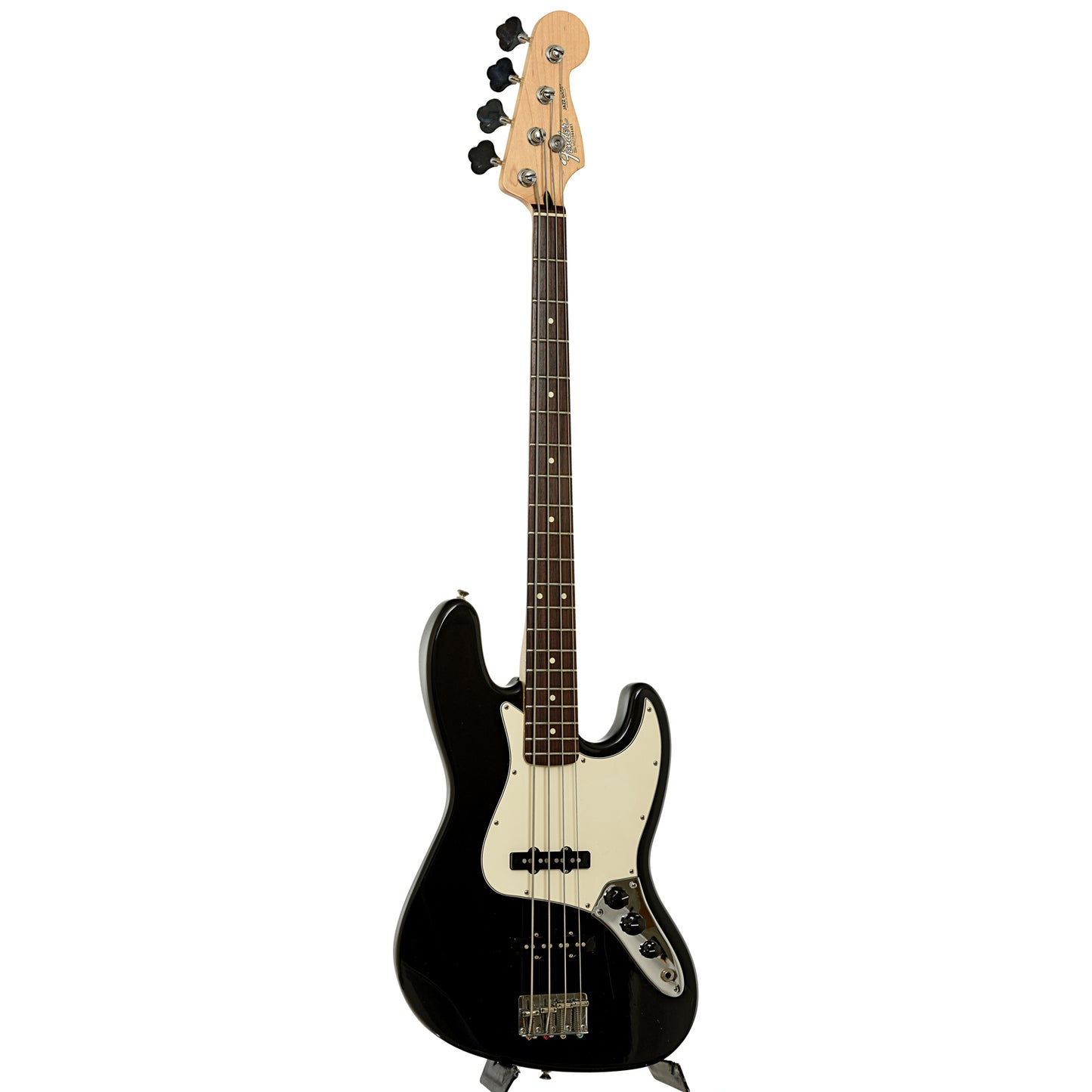 Full front and side of Fender Standard Jazz Electric Bass