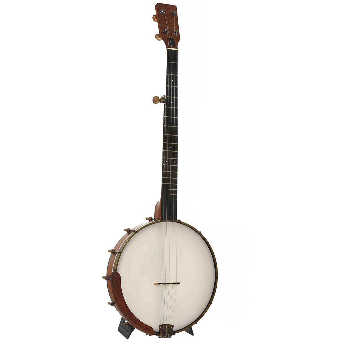 Full Front & Side of Ome Tupelo Cherry 12 in. Openback Banjo