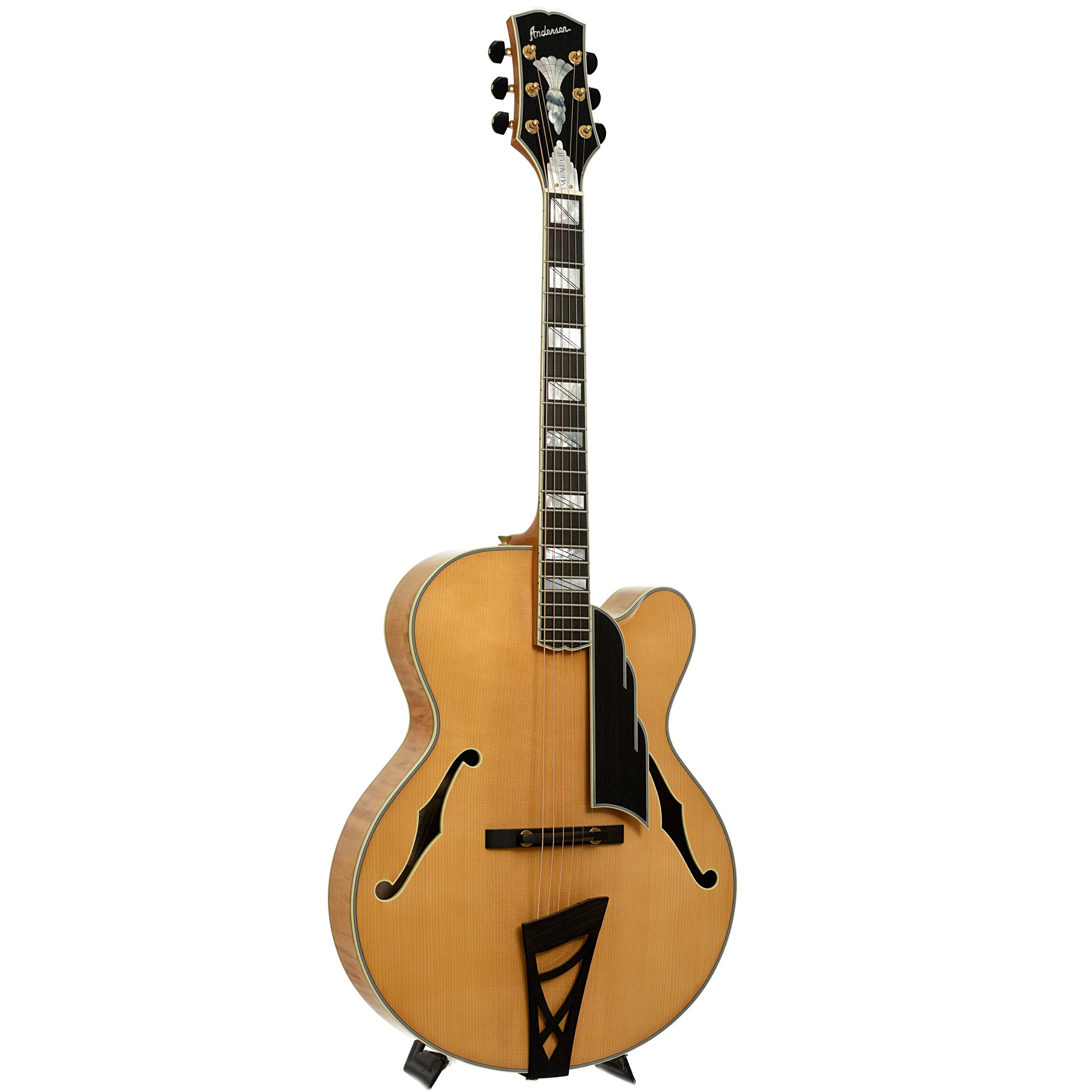 Full front and side of Andersen Emerald City Hollowbody Archtop Acoustic Guitar