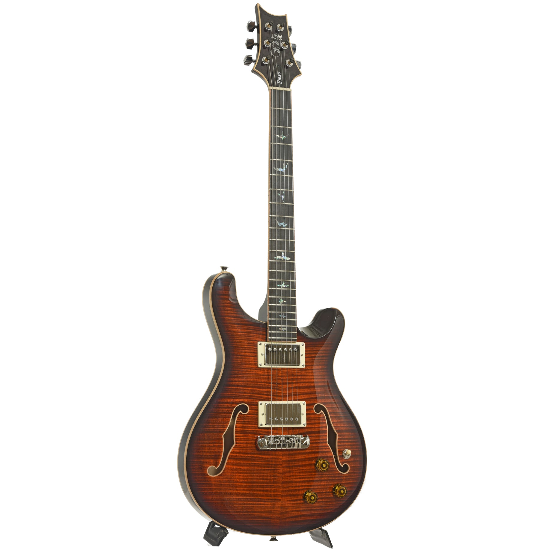 Full front and side of PRS SE Hollowbody II Piezo Electric Guitar 