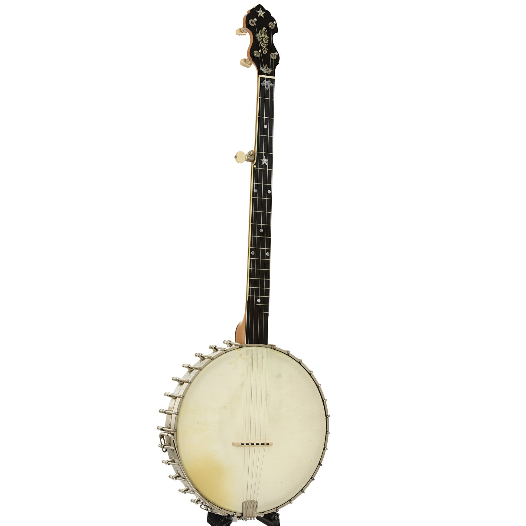 Full front and side of Vega Whyte Laydie Conversion No.2 Openback Banjo 