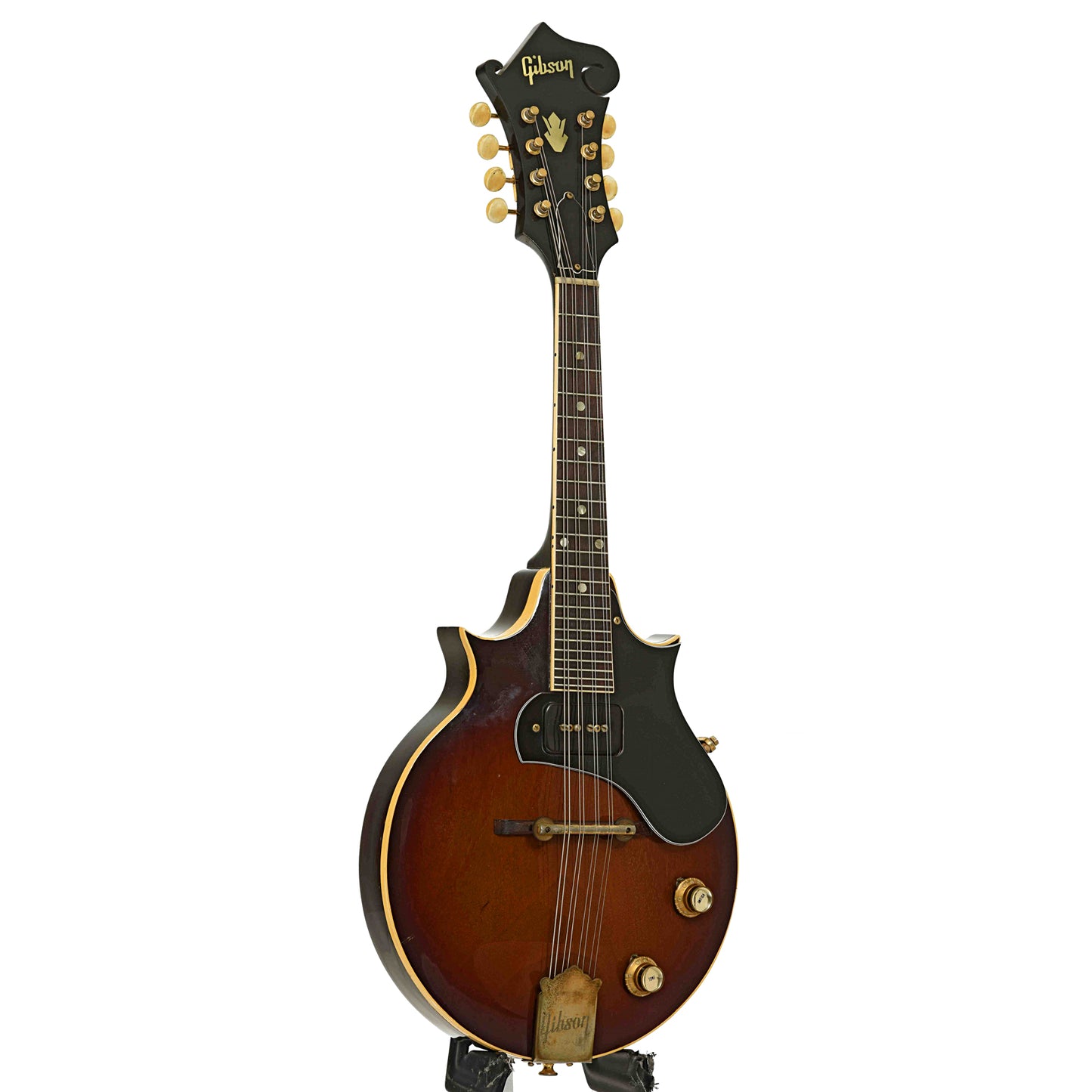 Full front and side of Gibson EM-200 Florentine Electric Mandolin