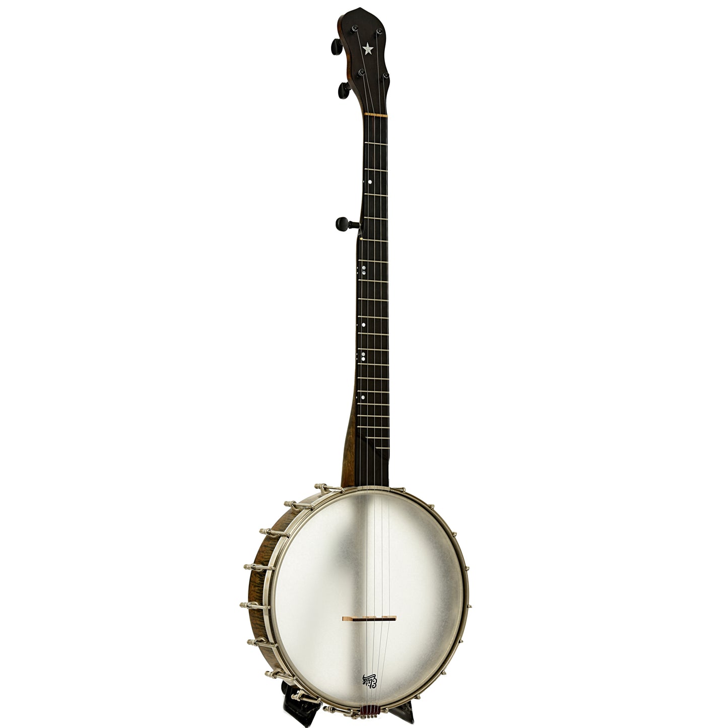 Full front and side of Chuck Lee Lone Star Custom Open Back Banjo