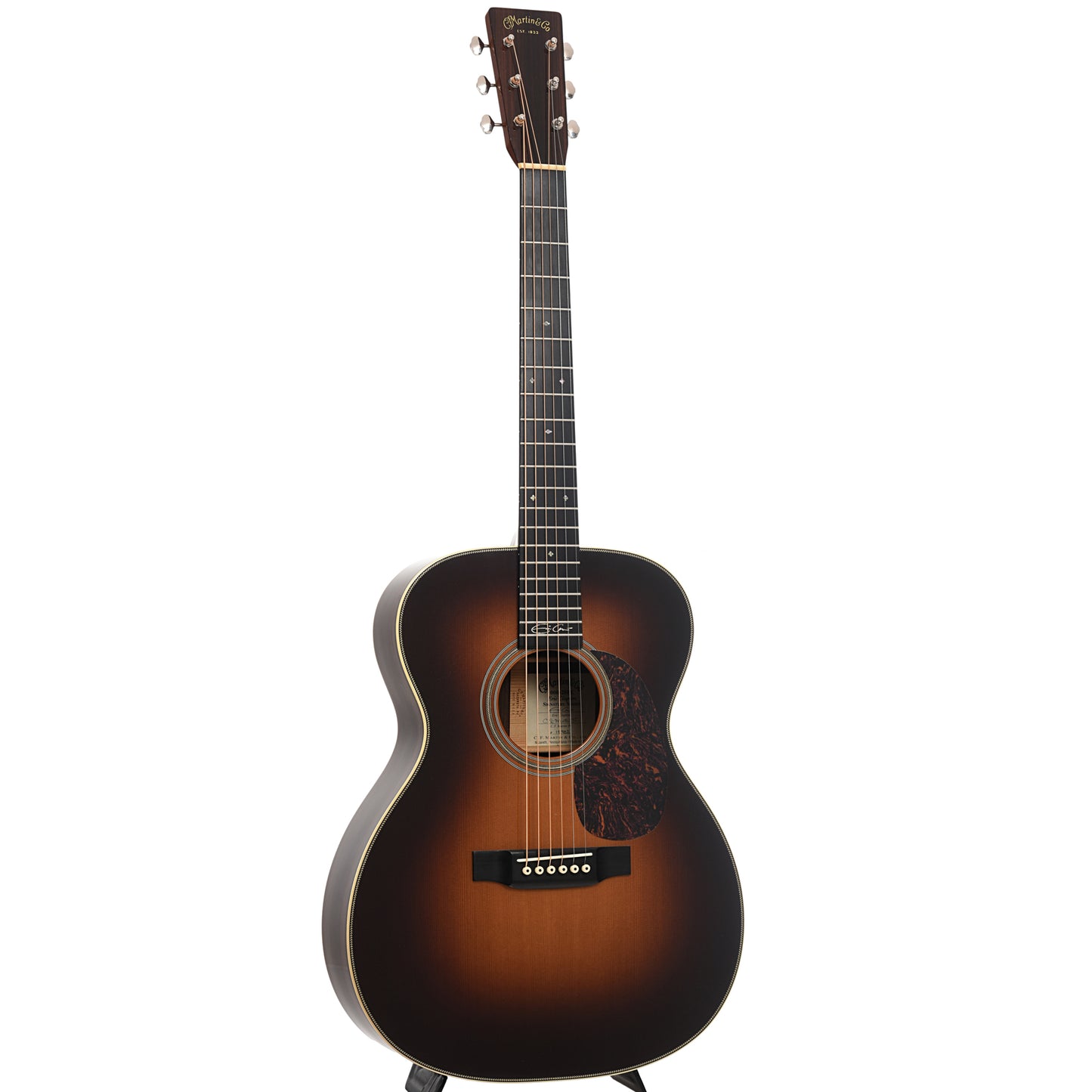 Full front and side of Martin 000-28EC Sunburst Acoustic Guitar 