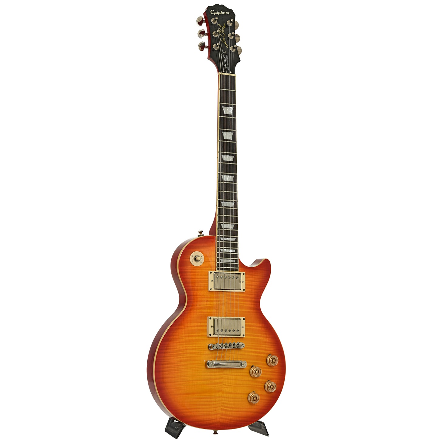 Full front and side of Epiphone Les Paul 1960 Tribute Plus Electric Guitar