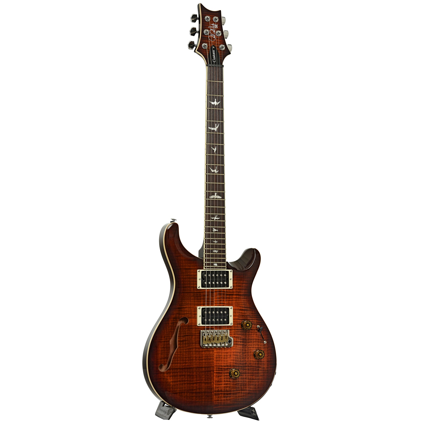 PRS SE Custom 24 Semi-Hollow Piezo Orange Tiger Smokeburst