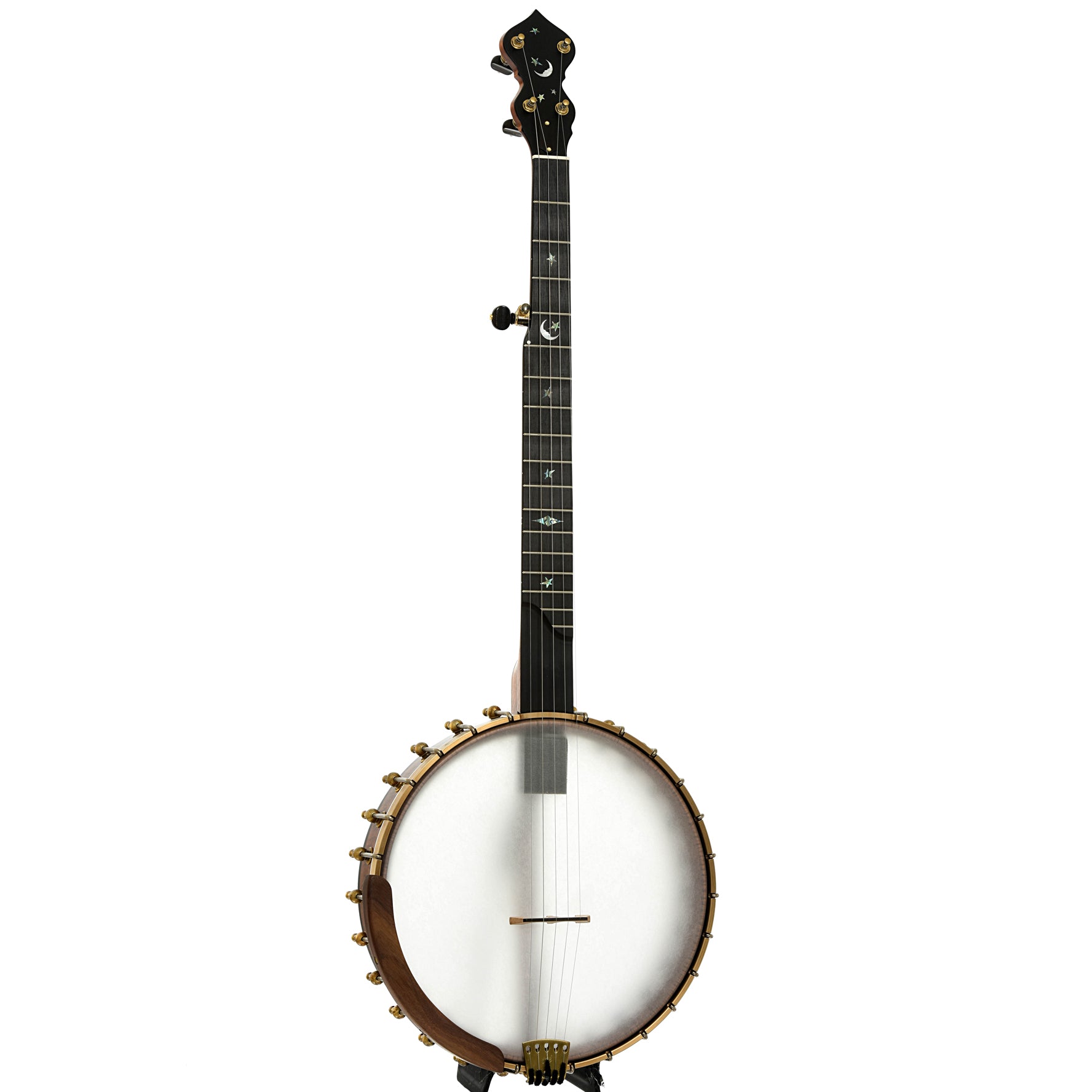 Full frotna and side of Ome Jubilee 12" Openback Banjo, Mahogany Neck