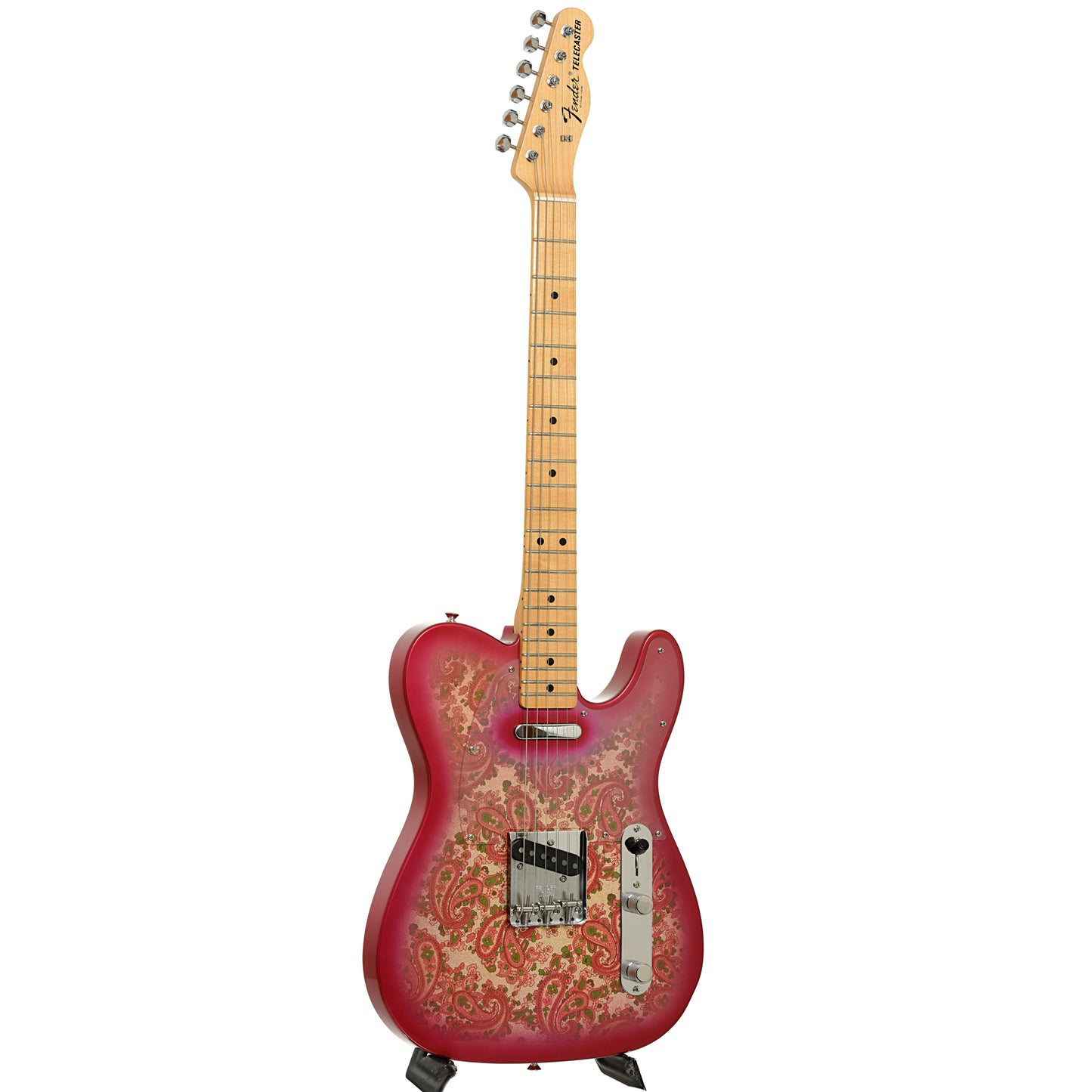 Full front and side of Fender Vintage Custom '68 Paisley Telecaster NOS Electric Guitar