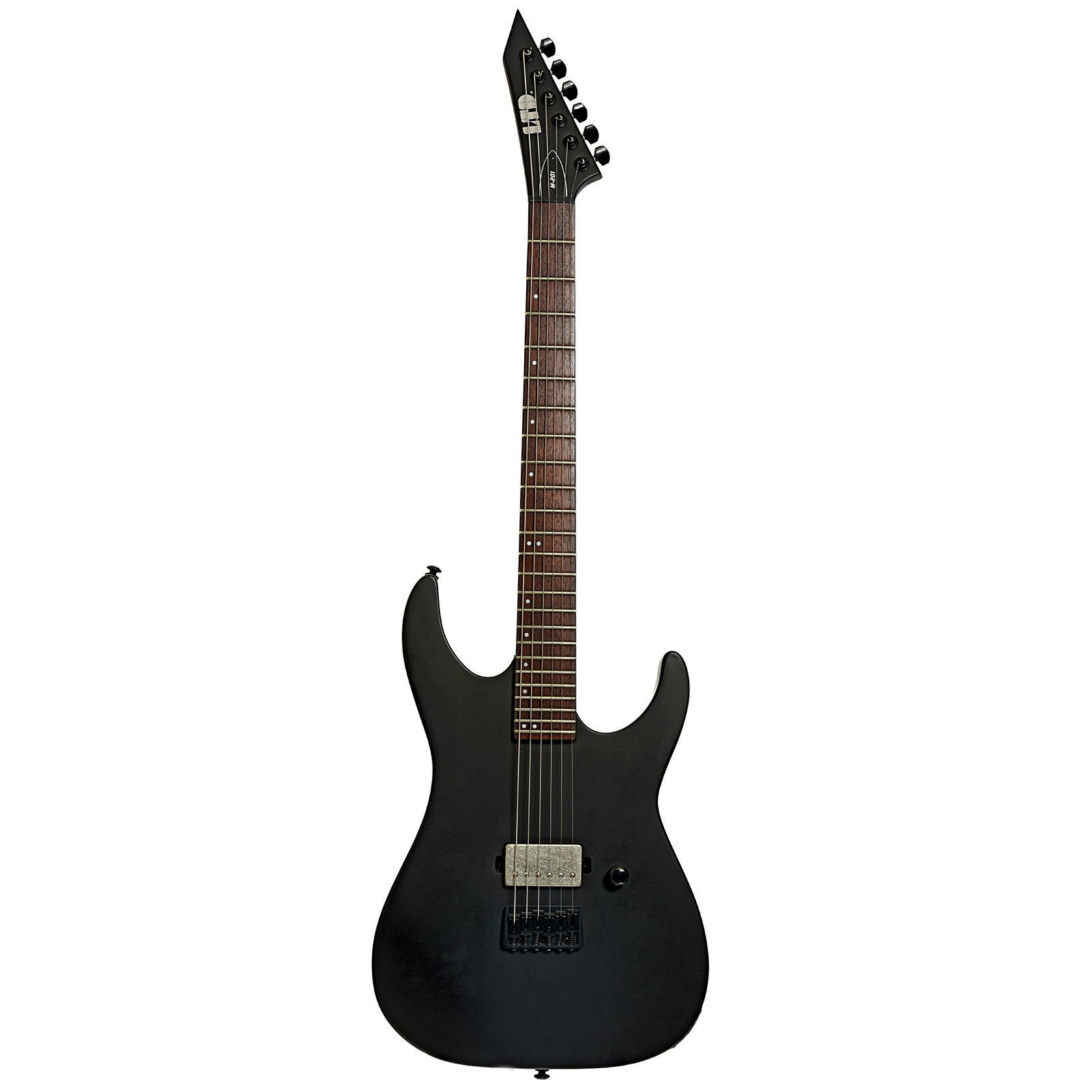 Full front of ESP LTD M-201HT Electric Guitar, Black Satin