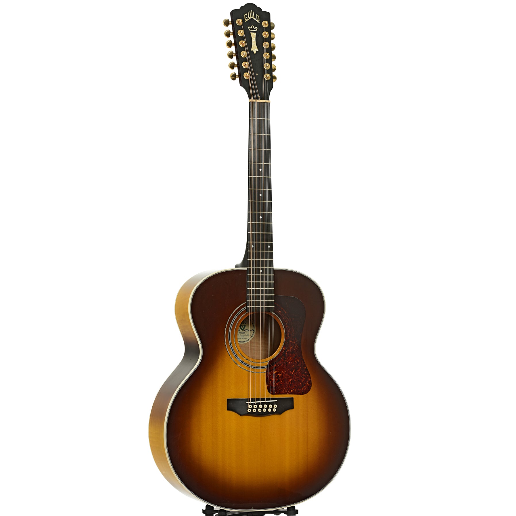 Full front and side of Guild JF30-12 12-Stgring Acoustic Guitar