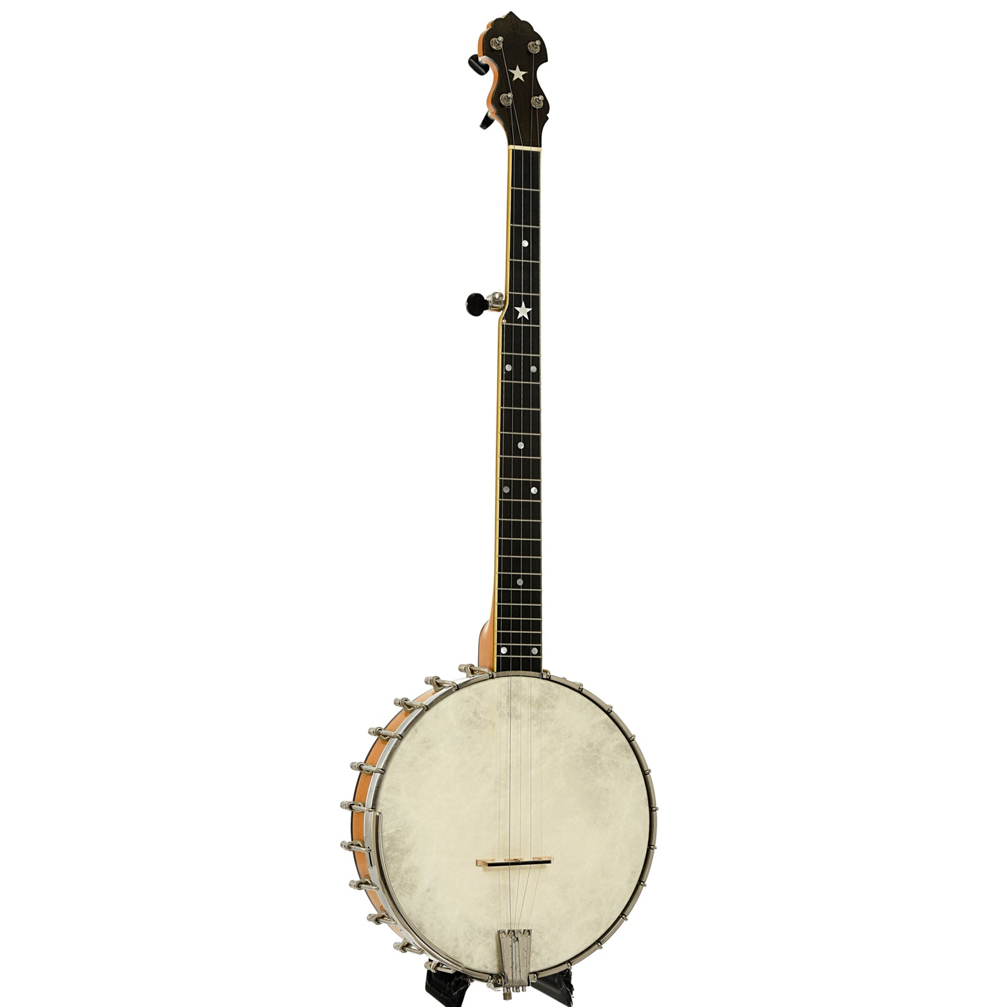 Full front and side of Bart Reiter Professional Open Back Banjo